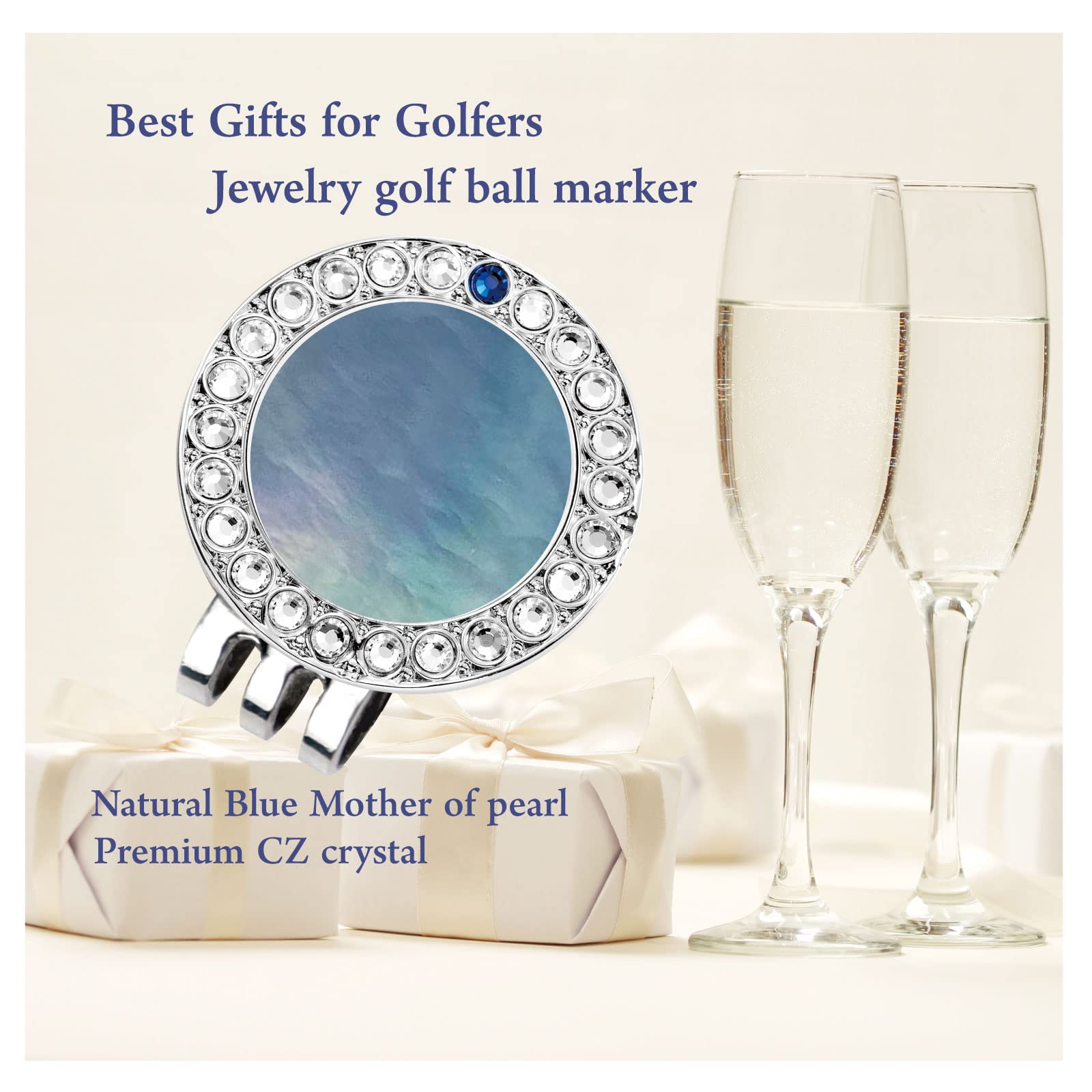 Pearl Crystal Golf Ball Marker Hat Clip - Premium Golf Accessories for Women, Ideal Golf Gifts & Tournament Prizes | Perfect for Golf Course, Driving Range & Outdoor Sports