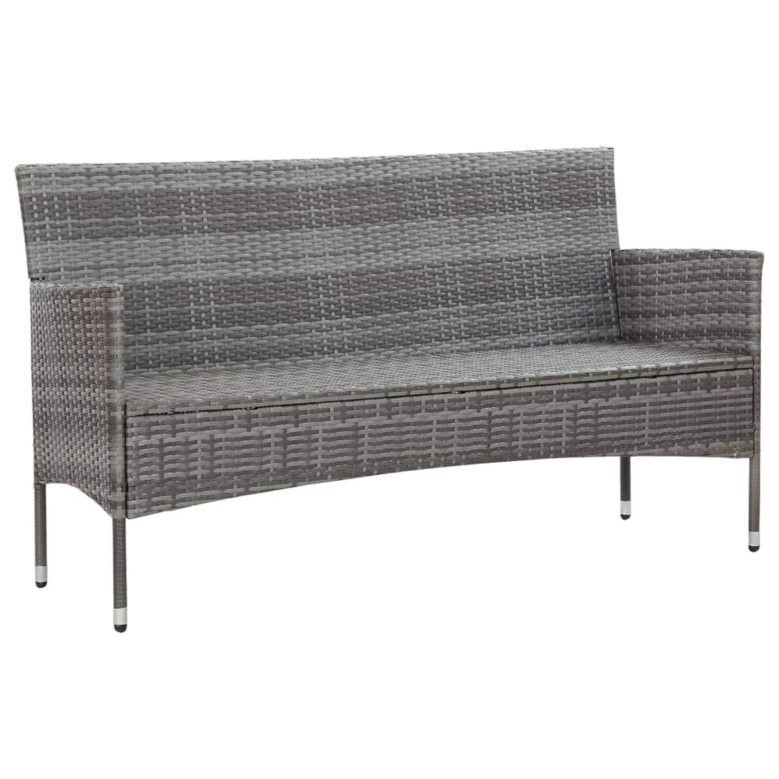 3-Seater Grey Poly Rattan Garden Sofa Set with Cushions - Outdoor Patio Furniture for Backyard, Poolside & Garden Relaxation