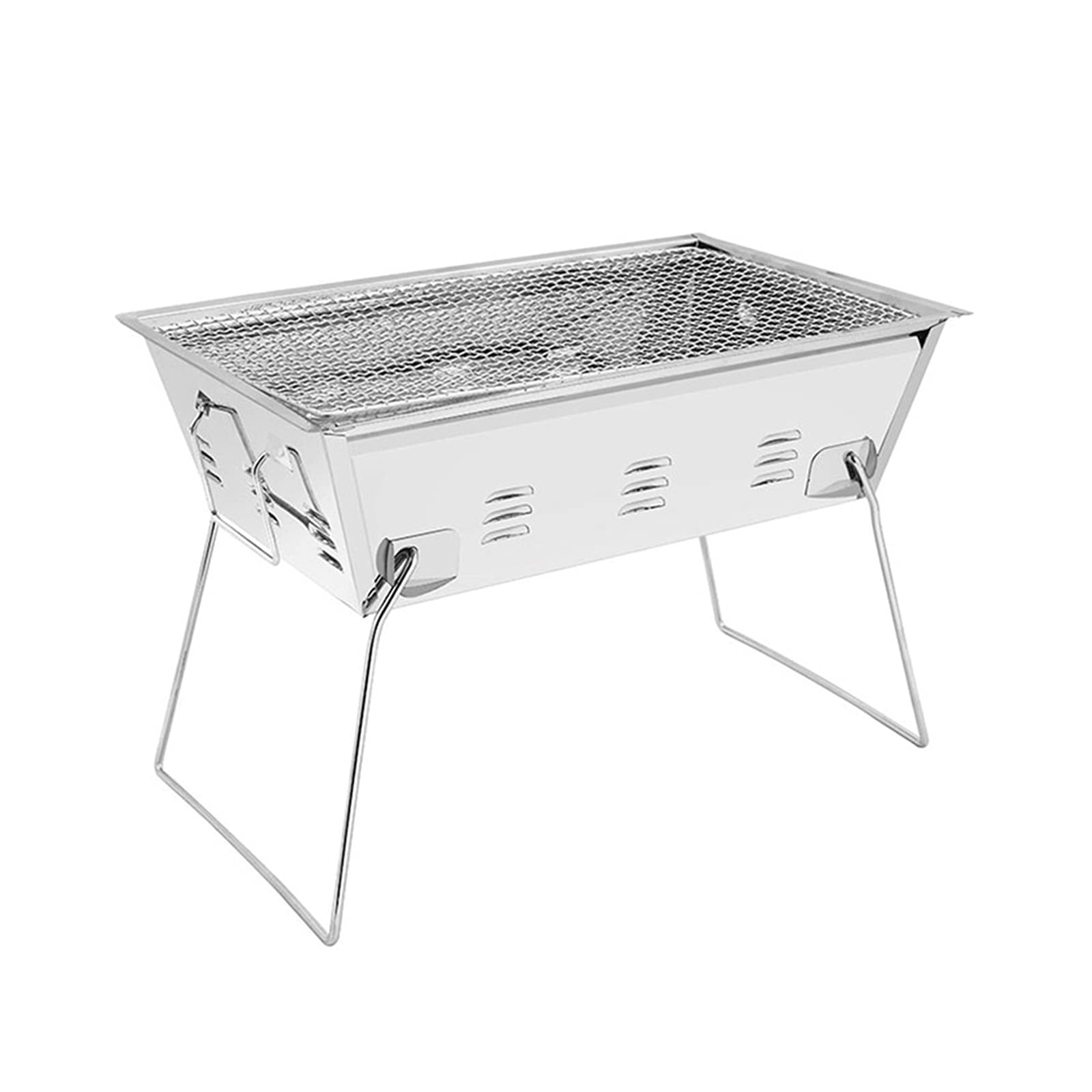 Premium Stainless Steel Folding Charcoal BBQ Grill - Portable Outdoor Camping Grill for Picnic, Garden, Terrace & Backyard | Compact Design for Easy Transport & Storage | Perfect for Tailgating, Beach Parties & RV Trips