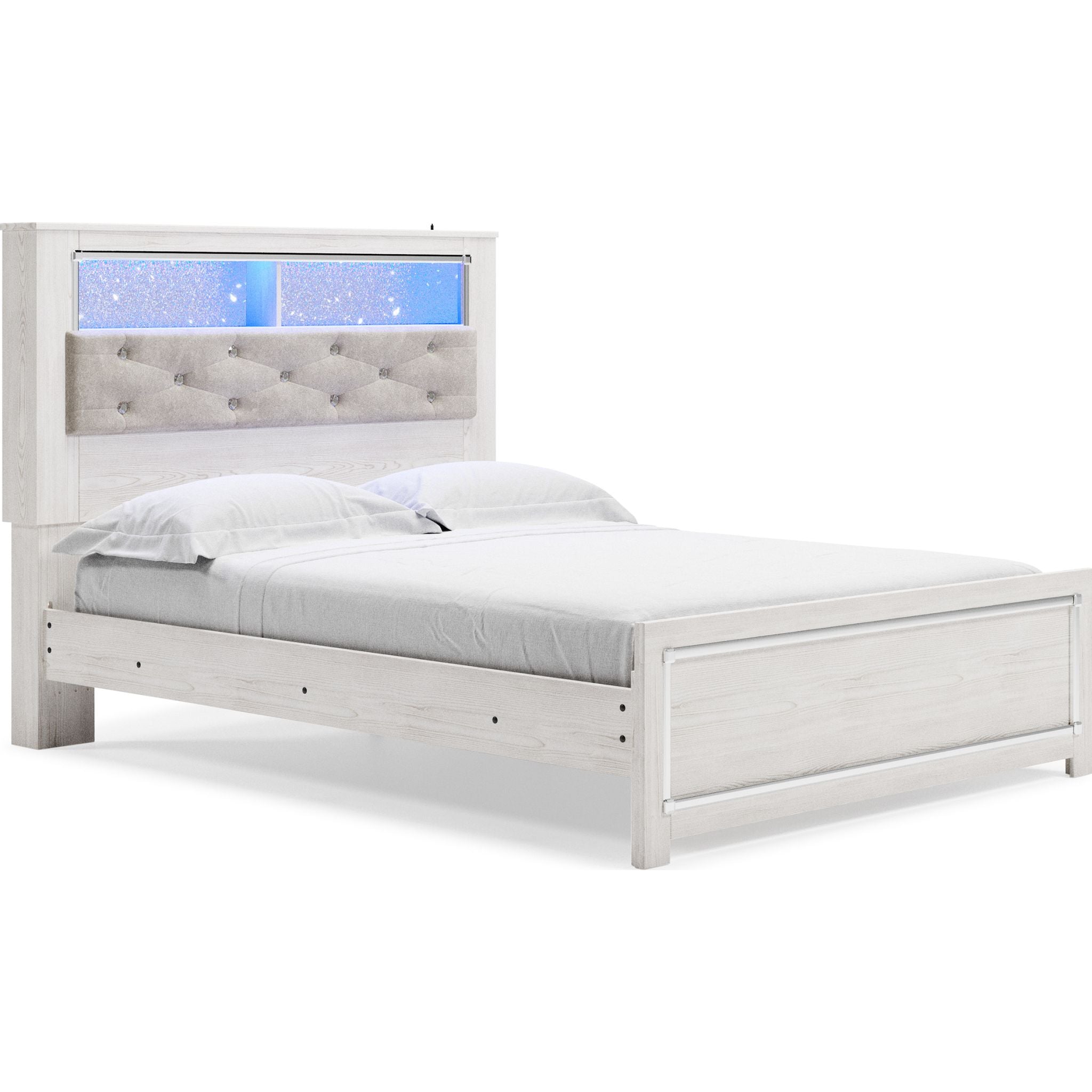 Altyra Modern Bookcase Platform Bed with Storage - Wooden Bookshelf Headboard & Underbed Storage - Perfect for Small Bedrooms, Studio Apartments & Dorm Rooms
