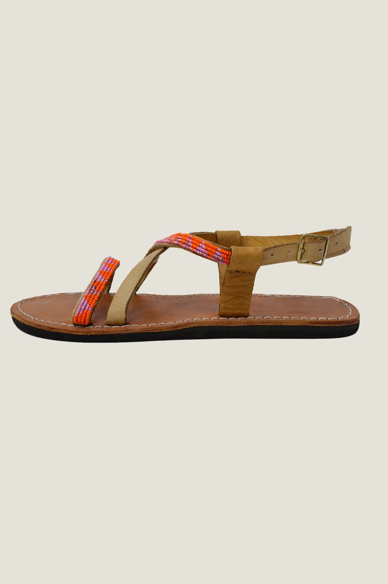 Lara Leather Sandals for Women - Comfortable Pink & Orange Strappy Sandals | Perfect for Summer, Beach, and Casual Outings
