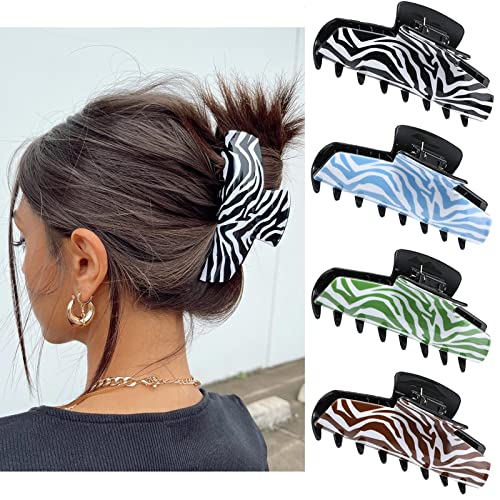 4PCS Large Hair Clips for Women - Non-Slip Strong Hold Hair Claw Clips for Long Thick Hair, Fashion Hair Barrettes for Ponytails, Buns & Updos - Perfect for Work, Gym & Everyday Styling