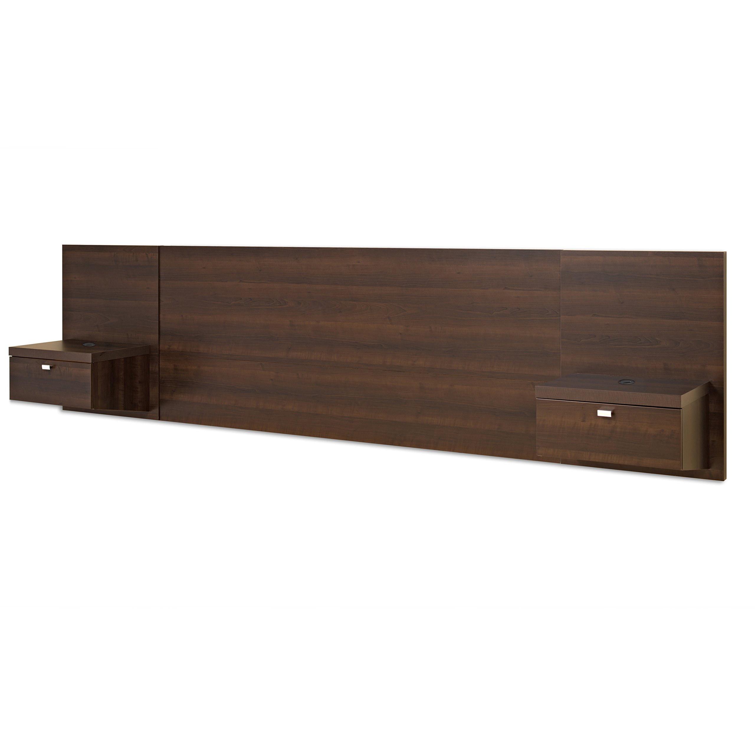 **Prepac Series 9 Designer Floating Headboard with Nightstands - King Size, Espresso Finish - Perfect for Modern Bedroom Decor & Space-Saving Storage**