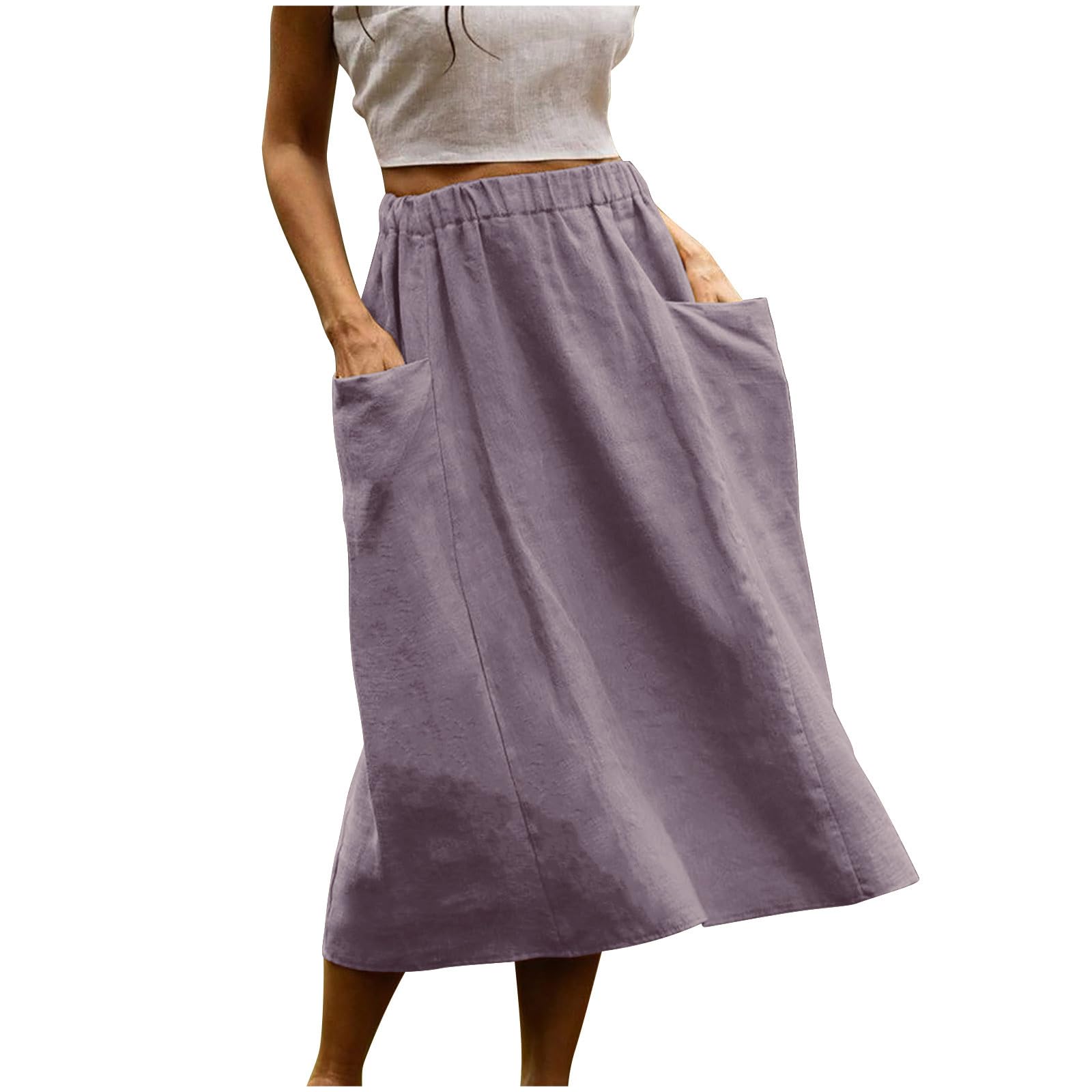 Boho Linen Skirts for Women - Summer A-Line Maxi Skirt with Pockets | Beach & Casual Wear