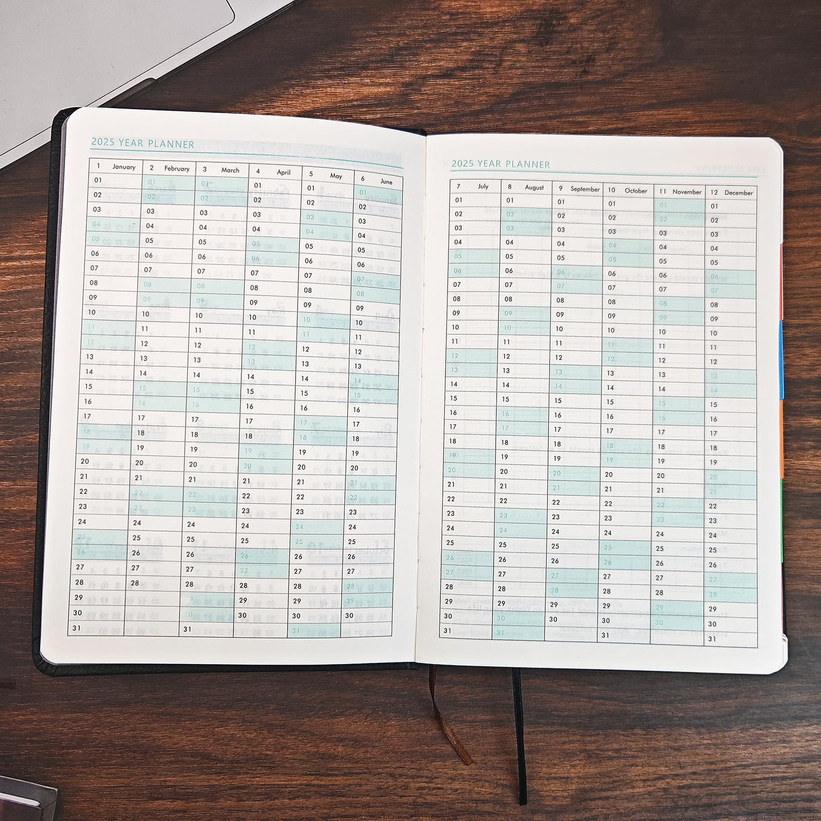 2025 A5 Daily Planner - Jan to Dec, Day Per Page Productivity Organizer with Colorful Monthly Tabs & Inner Pocket, 5.9