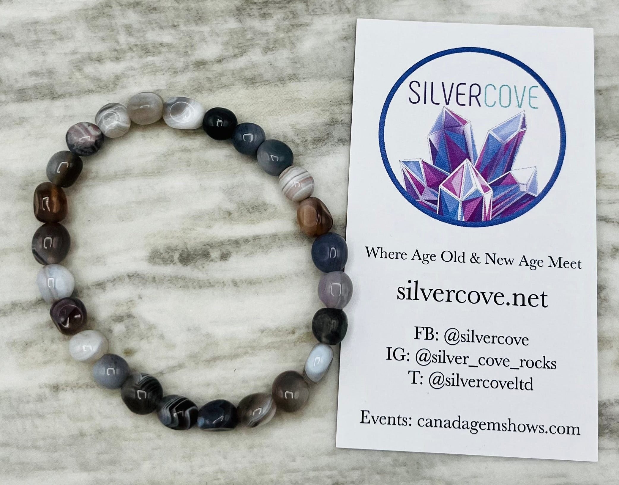 Natural Botswana Agate Beaded Bracelet for Women - Healing Stone Jewelry for Stress Relief & Positive Energy - Perfect for Meditation, Yoga & Spiritual Gifts