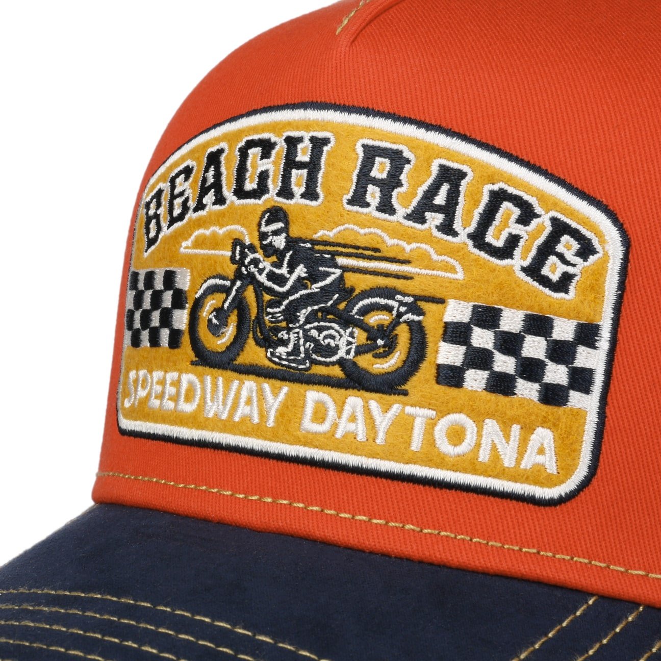FWS Men's Beach Race Trucker Cap - Adjustable Mesh Back Baseball Hat for Running, Hiking & Outdoor Activities