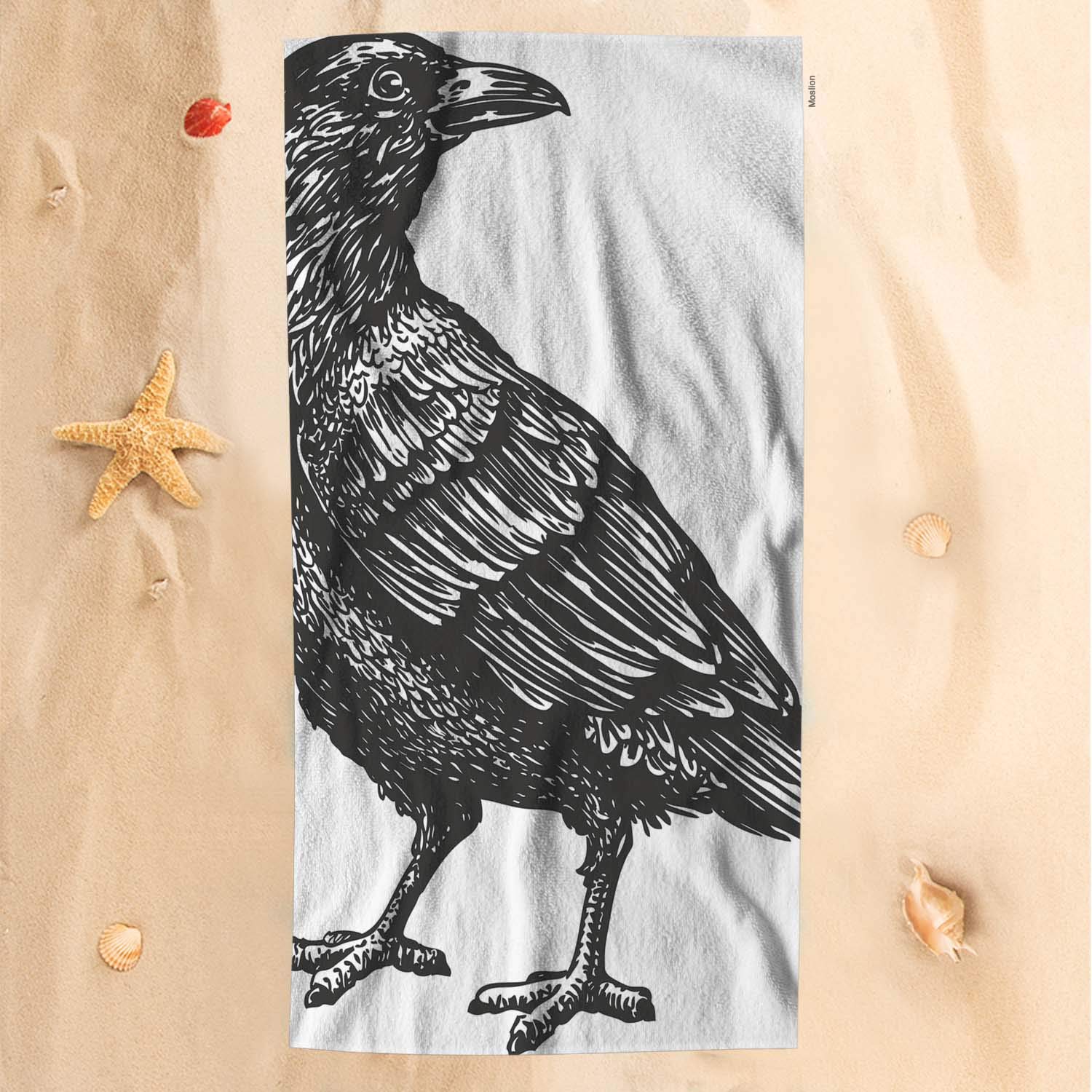 Premium Soft Microfiber Bird Bath Towel - 32x64 Inch Green Crow/Raven Design - Gentle Face & Hand Towel for Women - Perfect for Beach, Bathroom & Spa Use