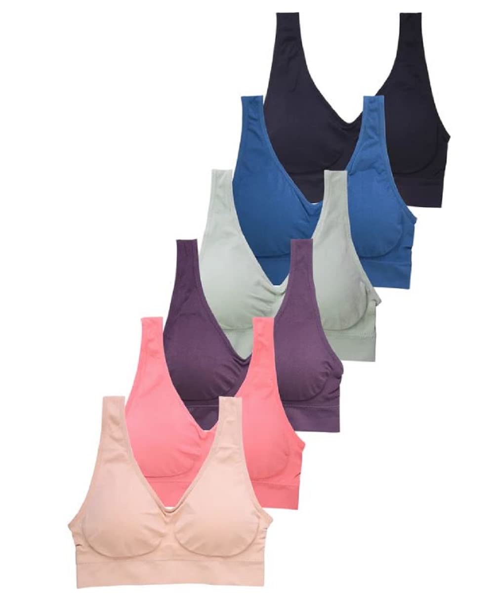 High-Quality Women's 6-Pack Sports Bras - Breathable, Supportive & Comfortable for Yoga, Running, Gym Workouts & Active Lifestyles