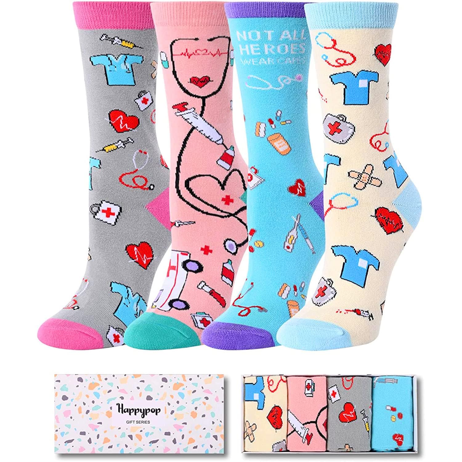 HappyPop Funny Nurse & Dentist Socks - Cute Tooth-Themed Gifts for Women, Dental Assistants & Healthcare Workers - Perfect for Appreciation Gifts, Medical Humor & Workwear Accessories