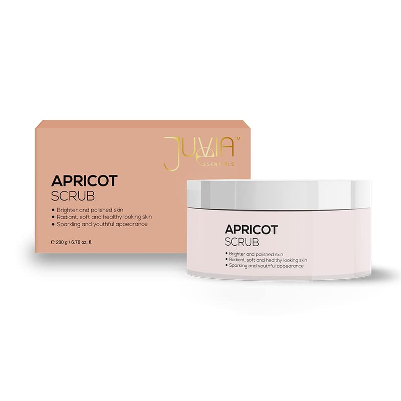 Juvia Essentials Apricot Facial Scrub 200g - Deep Exfoliating Cleanser & Blackhead Remover for All Skin Types | Gentle Daily Face Wash for Smooth, Glowing Skin at Home or Spa