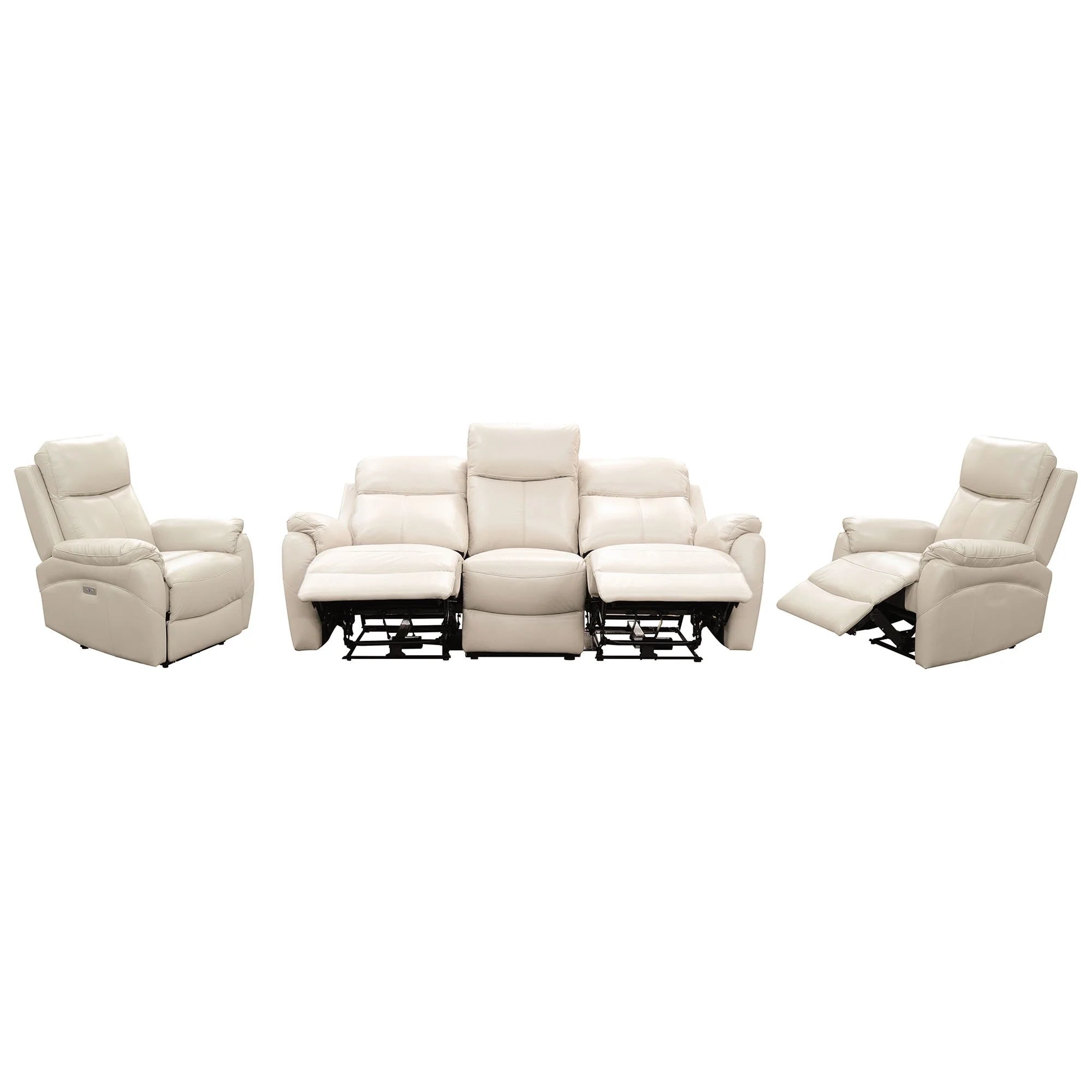 Enzo Leather Electric Recliner Lounge Set - Silver | Modern Power Lift Reclining Sofa for Living Room, Home Theater & Relaxation
