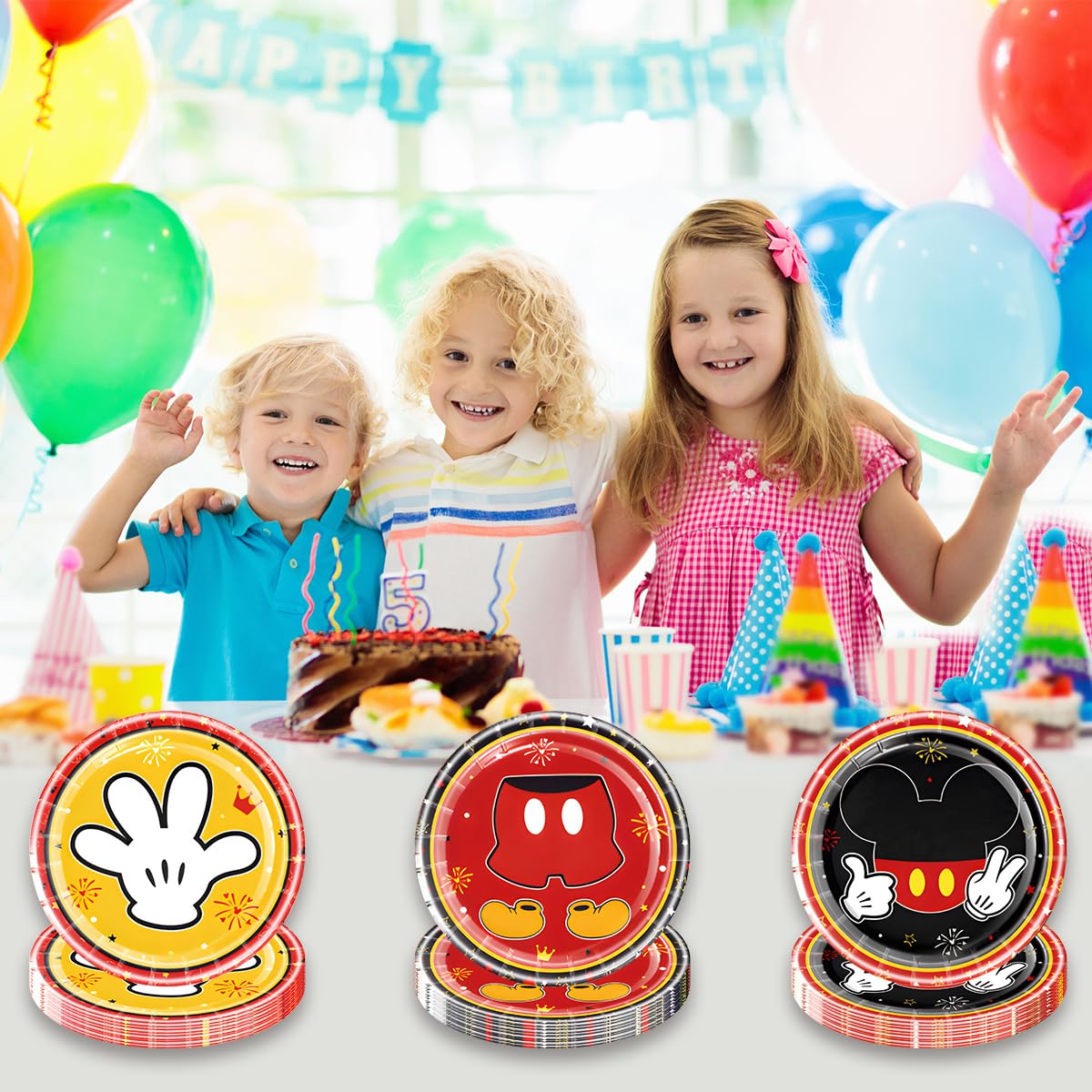 30-Piece Mickey Mouse Party Plates Set - Red Disney Birthday Party Supplies for Kids, Adults, Mickey Themed Decorations - Perfect for Birthday Parties, Baby Showers & Disney Themed Events
