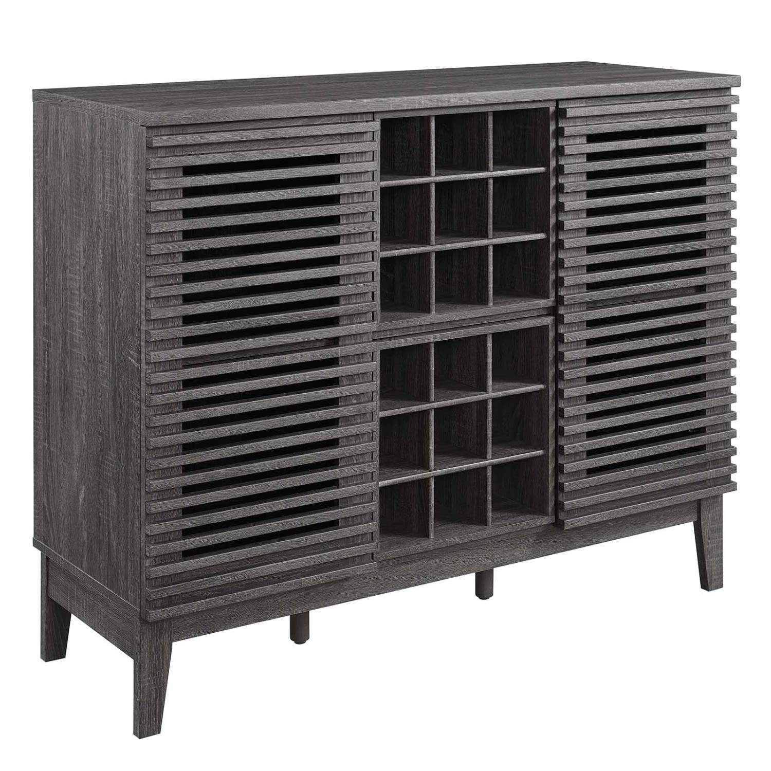 Mid-Century Modern Wine Bar Cabinet - Modway Render Charcoal Wood Storage Cabinet 17