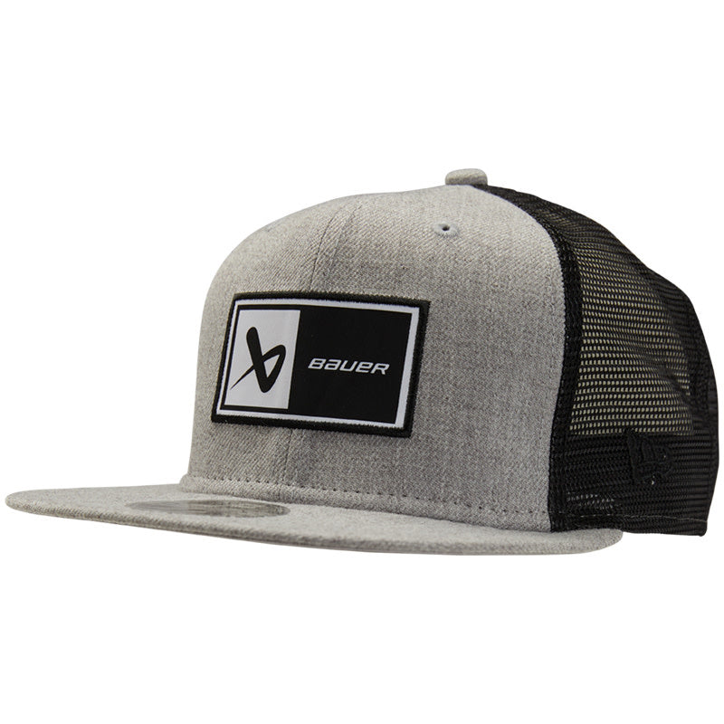 Bauer New Era 9Fifty Icon Patch Cap - Grey Snapback Hat for Men & Women - Perfect for Baseball, Streetwear & Casual Outfits