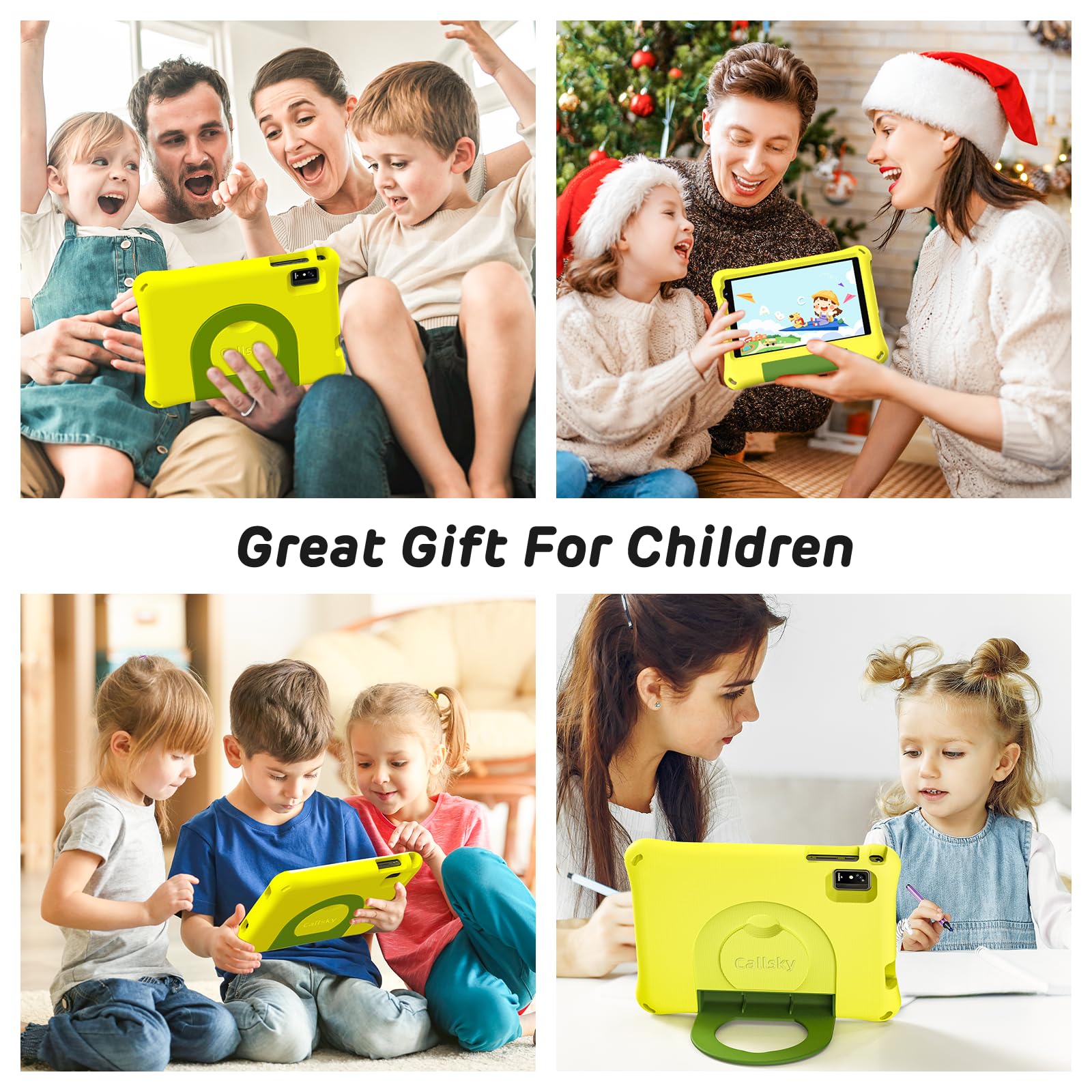 Android 14 Kids Tablet 8 Inch - Octa-Core 8GB RAM 64GB Storage - Child Learning Tablet with WiFi 6, Bluetooth 5.4, Parental Control & EVA Protective Case - Perfect for Toddler Education, YouTube Kids & Home Learning (Yellow)