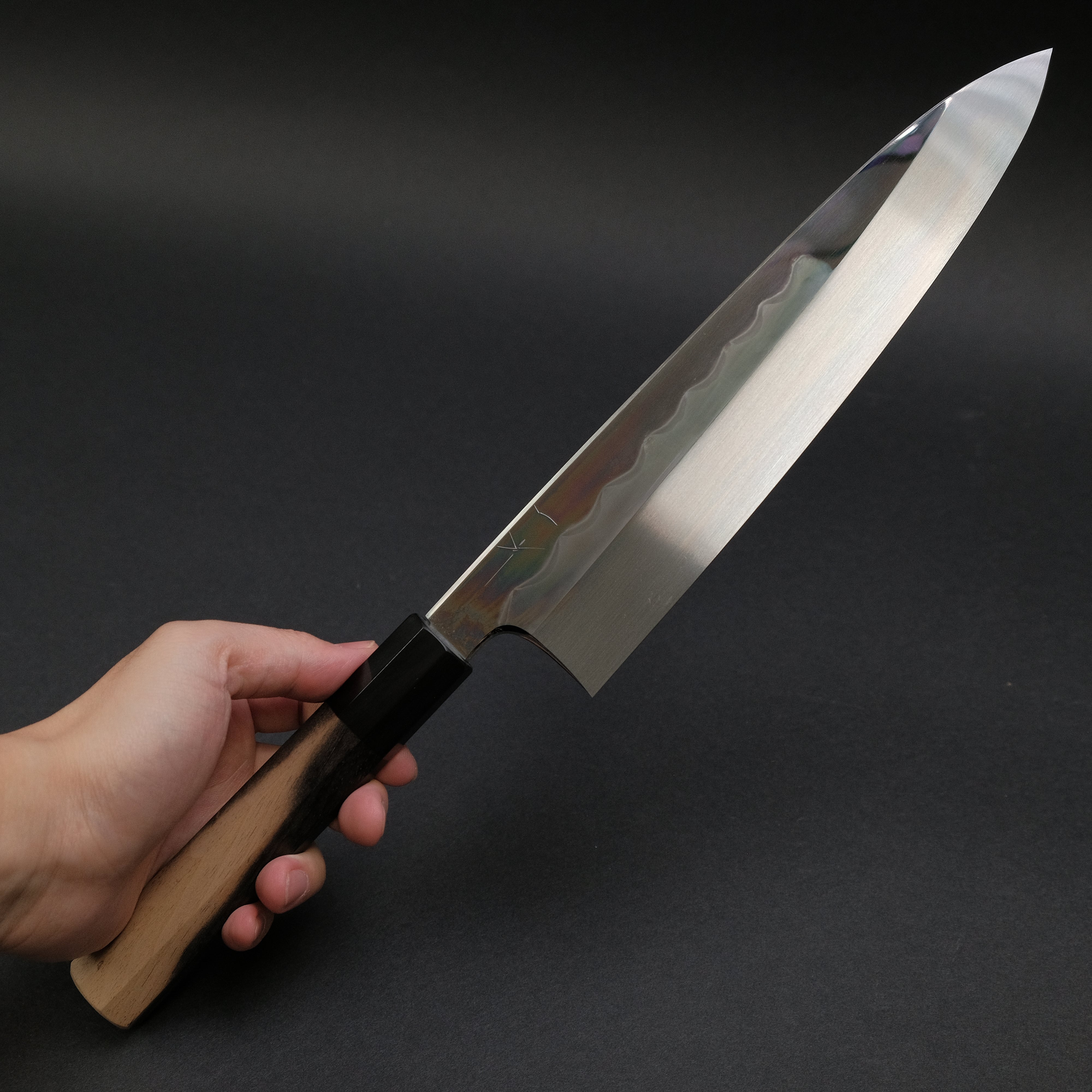 Hitohira Togashi White #1 Mizu Honyaki Gyuto 240mm Japanese Chef Knife with Kurokaki Persimmon Handle & Saya - Premium Kitchen Knife for Sushi, Sashimi & Meat Cutting (#086)