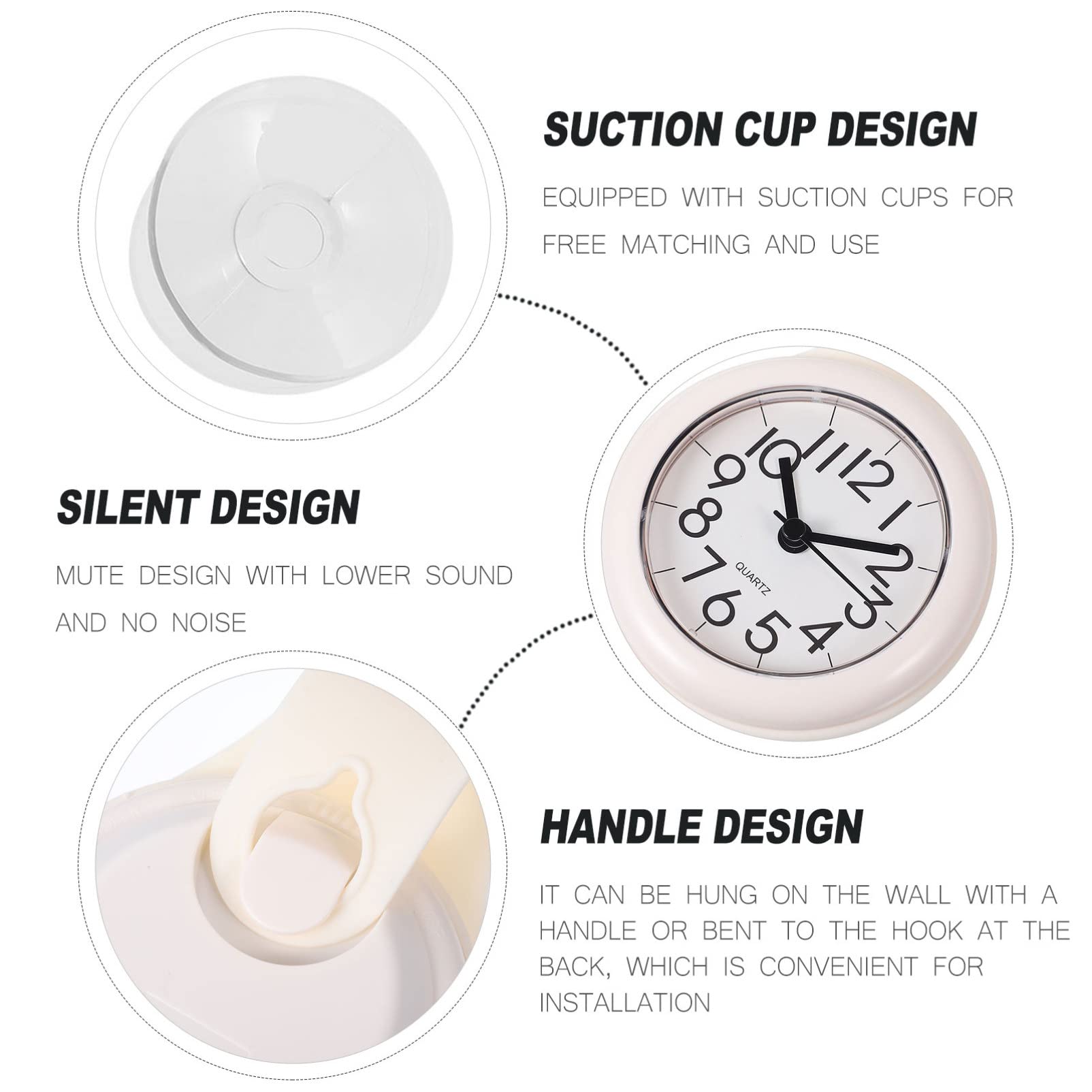 FOMIYES Silent Bathroom Wall Clock - Waterproof Digital Alarm Clock for Shower & Home Decor