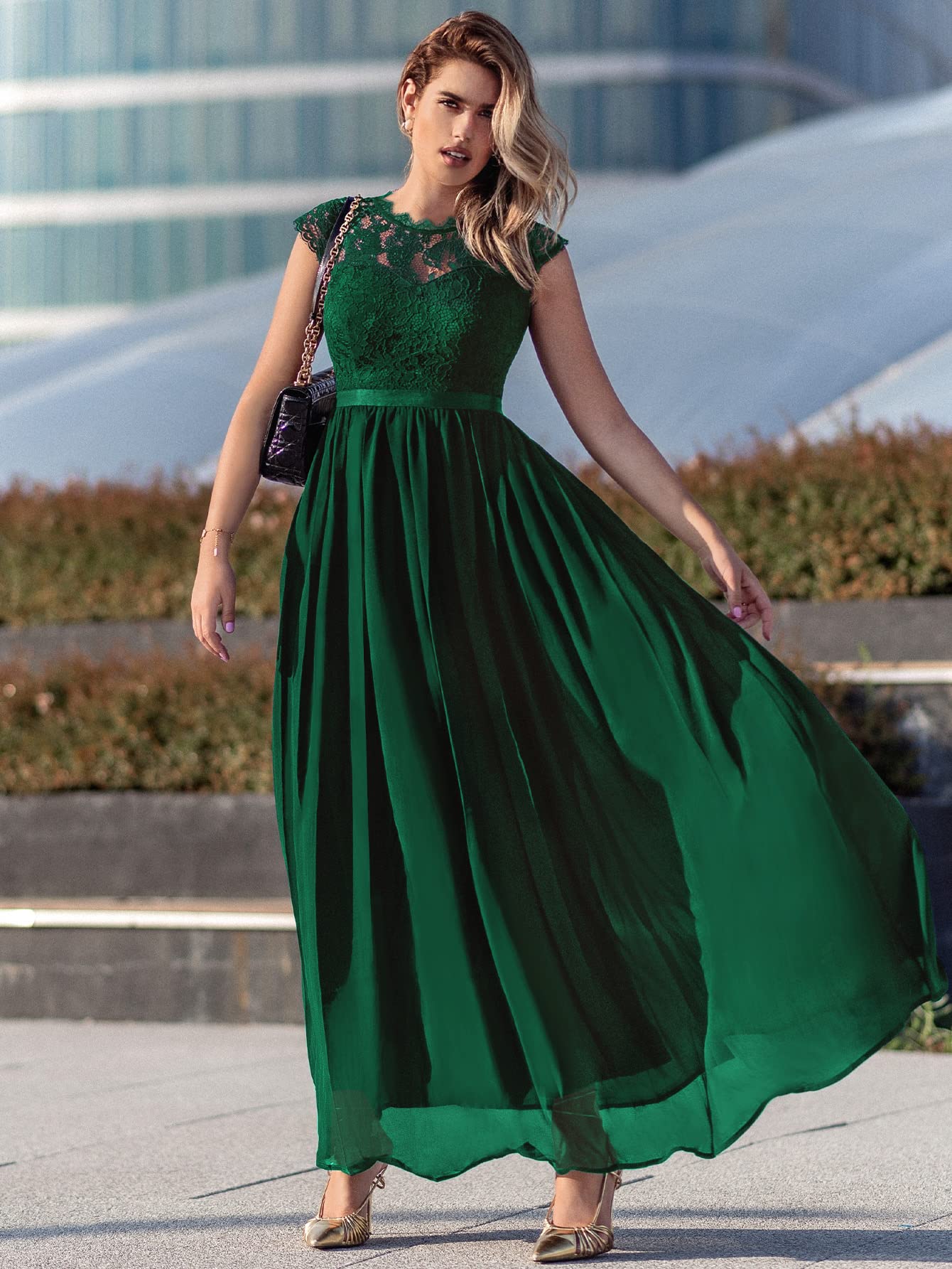 Elegant Floral Lace Maxi Dress for Women - Formal Evening Gown for Parties, Weddings & Special Occasions | Perfect for Cocktail Events, Prom & Black Tie Gatherings