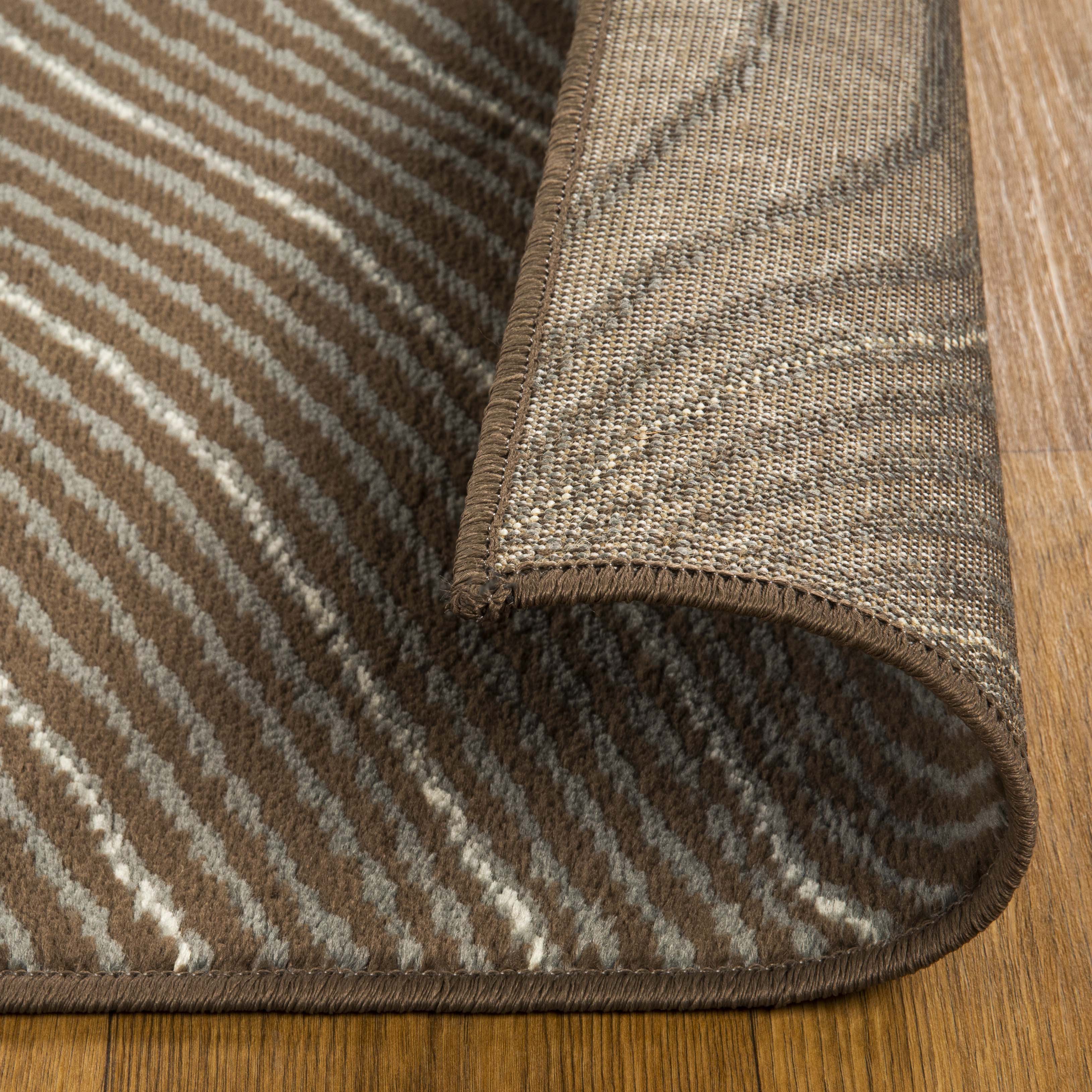 Veer Modern Abstract Wood Grain Indoor Area Rug or Runner - Soft Non-Slip Living Room Carpet for Bedroom, Hallway & Home Decor