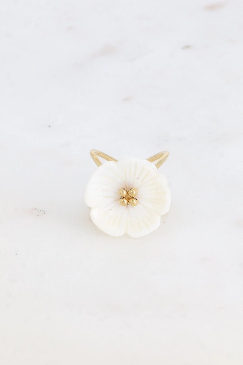 Elegant Celine Bohm Large Flower Stainless Steel Ring for Women - Perfect for Weddings, Parties, and Special Occasions