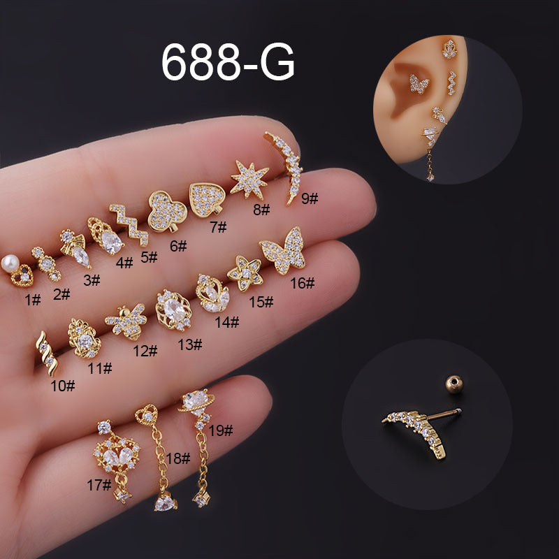 20G Cartilage Tiny Bee Chain Dangle Earrings - Gold Plated Stainless Steel Body Jewelry for Tragus, Helix, and Cartilage Piercings | Perfect for Everyday Wear and Special Occasions