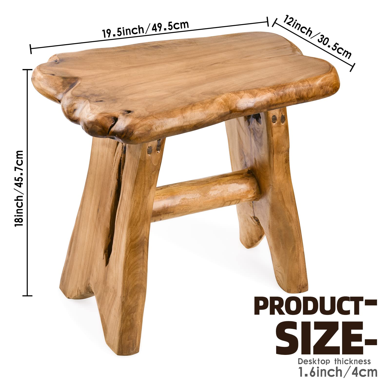 Handmade Live Edge Wood Step Stool - Unique Freeform Design for Home & Garden - Natural Plant Stand, Side Table for Living Room, Bedroom, Yard & Outdoor Decor