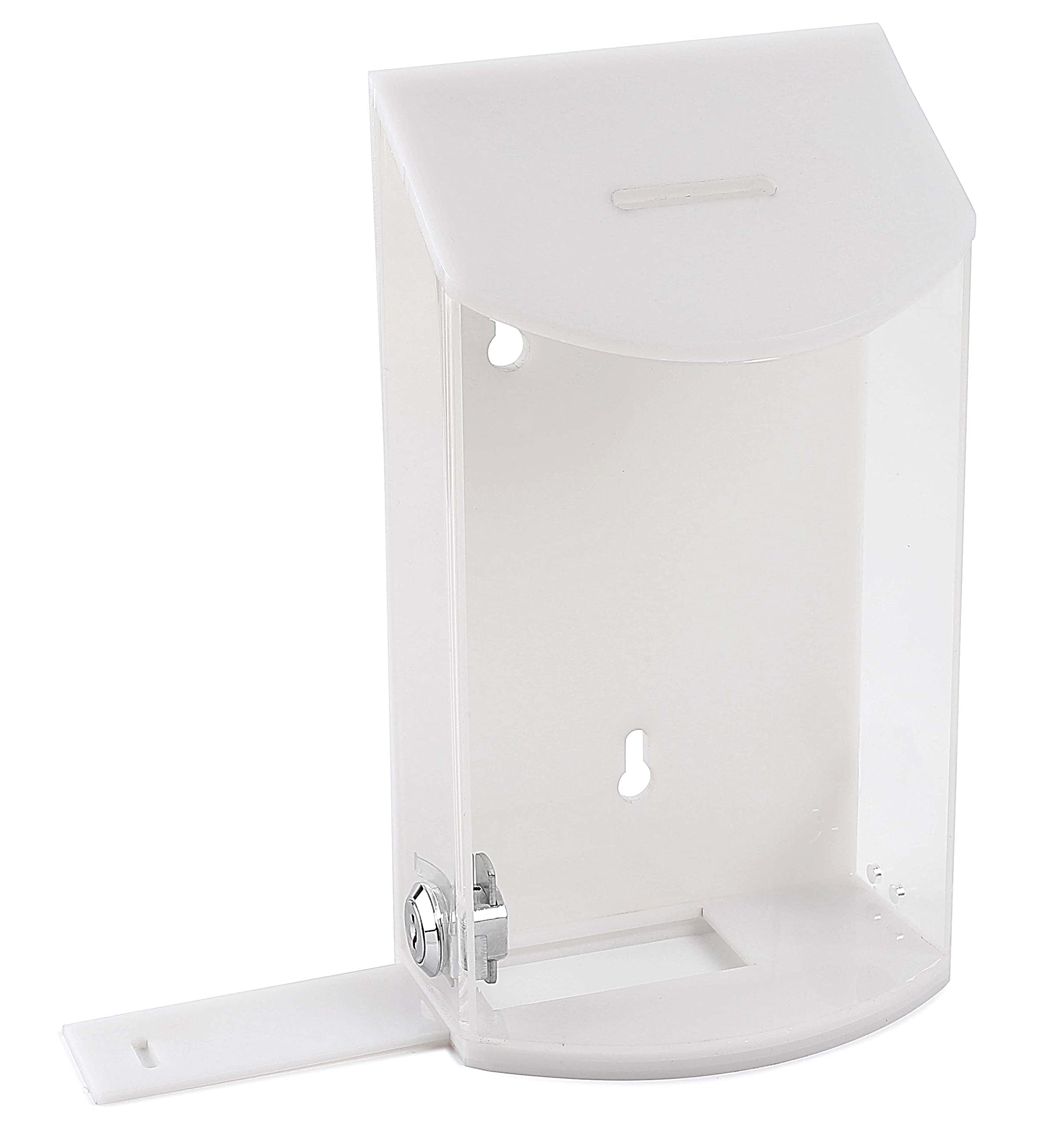 White Acrylic Donation Box for Charity & Tips - MCB Collection Box