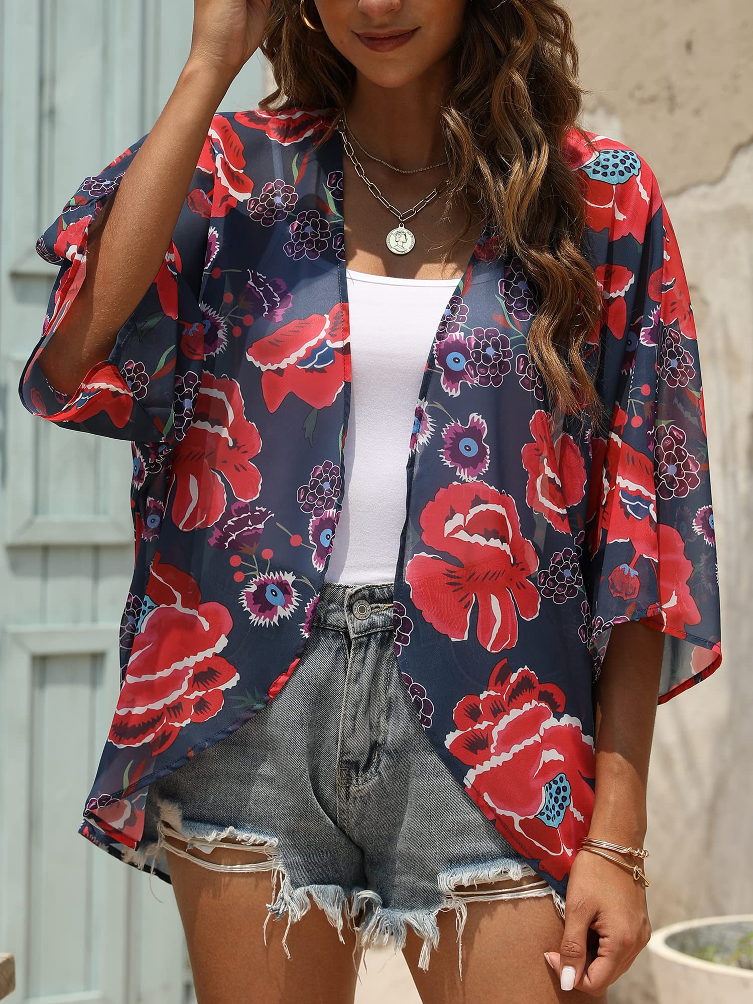Lightweight Women's Summer Kimono Cardigan - Chiffon Loose Beach Cover Up Tops for Women - Perfect for Beach Vacation, Pool Party & Boho Outfits