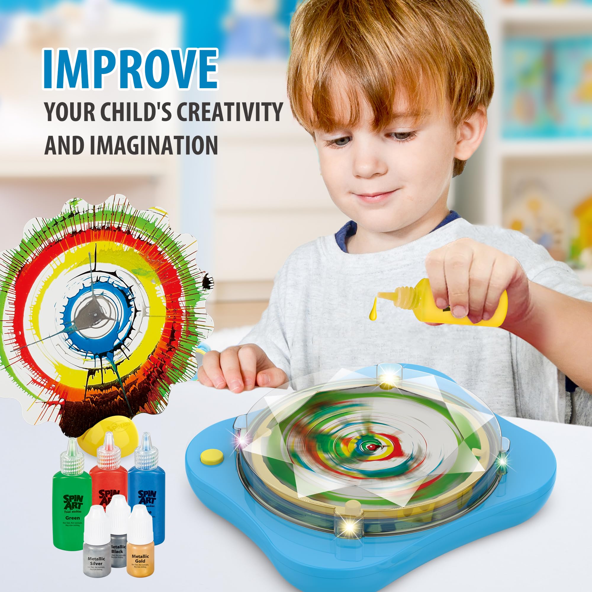 Spin Art Machine for Kids Ages 4-12 - Creative Painting Spinner Toy Kit with Art Supplies - Fun DIY Arts & Crafts Activity Set for Boys & Girls - Perfect Birthday Gift for Ages 6-13 - Great for Classroom, Party & Home Creativity Projects