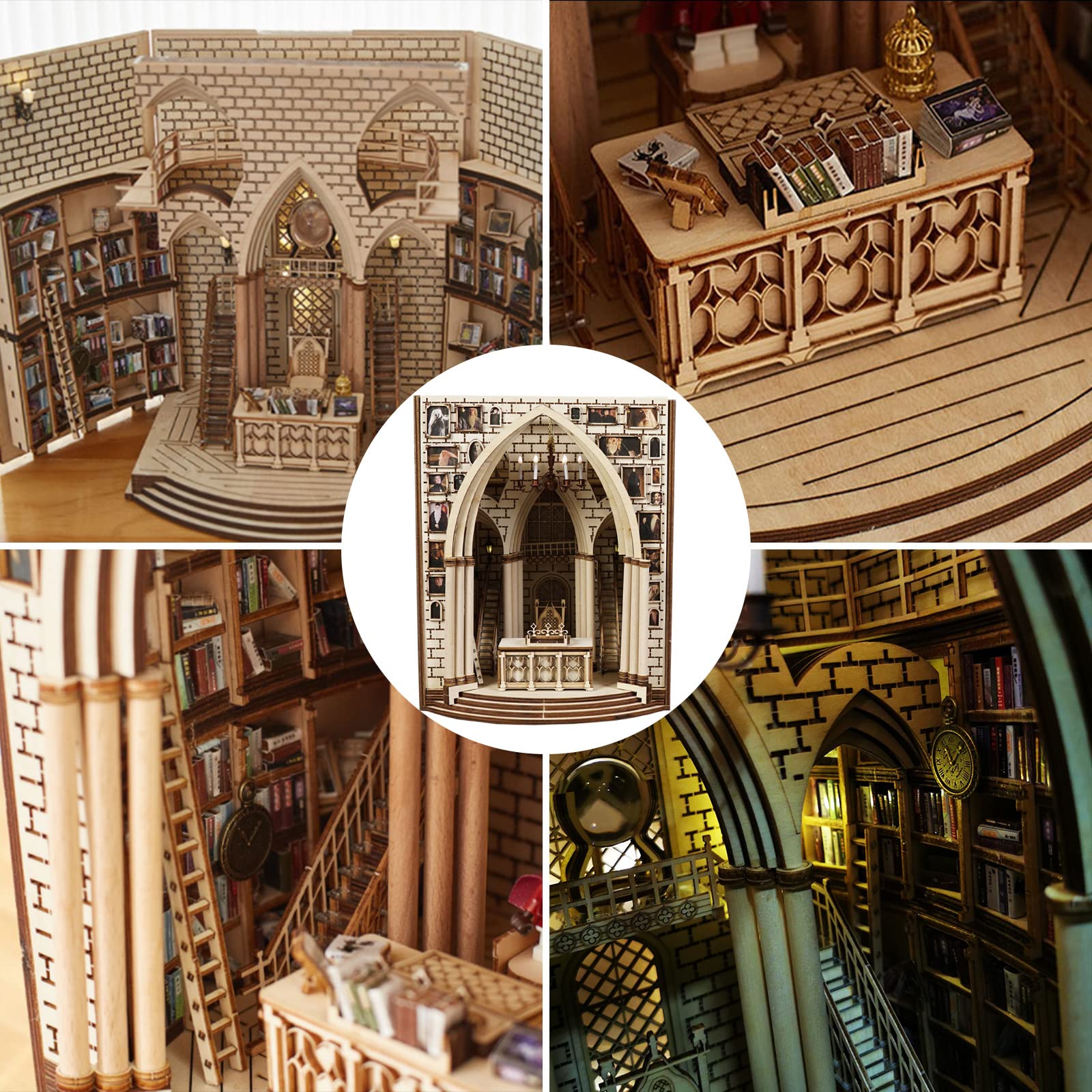 3D Wooden LED Book Nook Kit - Creative DIY Bookshelf Insert & Decorative Bookend for Adults | Perfect Room Decor Gift for Teens, Women & Men | Ideal for Office, Library & Home Decor