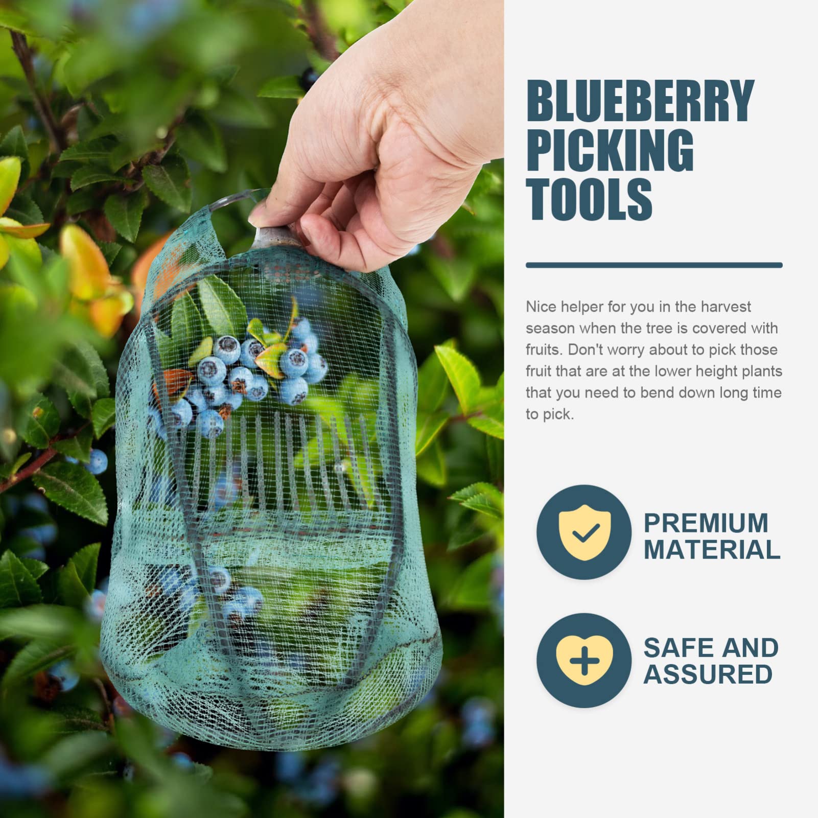 DOITOOL Blueberry Picker Tool - Lightweight Fruit Harvesting Basket with Cage for Blueberries, Oranges, Pears & Mangoes | Garden Picking Equipment for Easy Harvesting | Perfect for Home Gardens, Orchards and Farm Use