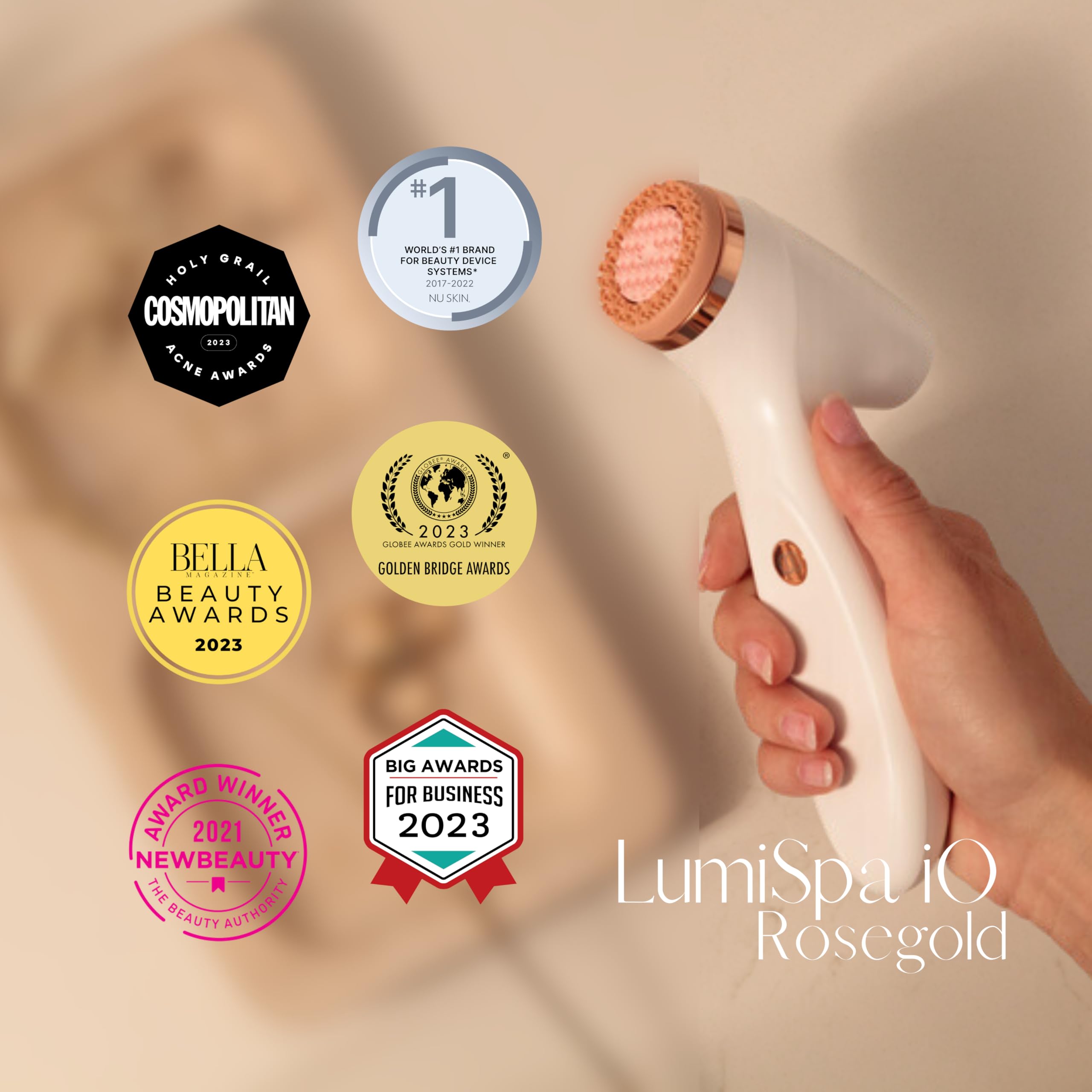 Nu Skin ageLOC LumiSpa iO Smart Facial Cleansing & Skincare System - Rose Gold | Anti-Aging & Deep Cleansing Device for Glowing Skin | 2-Minute Morning & Night Routine | Perfect for Busy Professionals & Skincare Enthusiasts