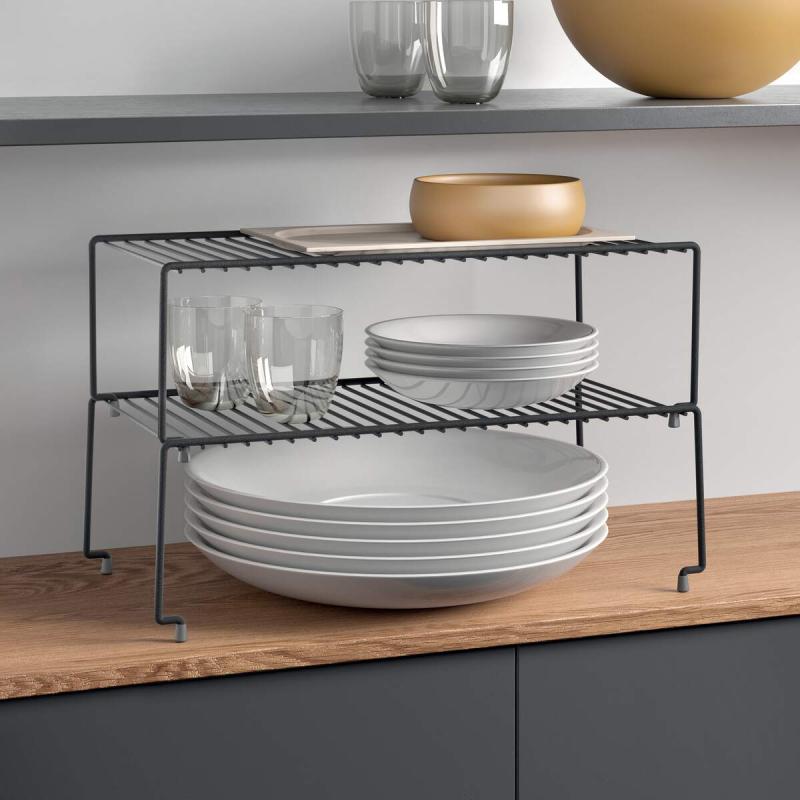 Brooklyn Stackable Shelf - Matt Black | Modern Storage Solution for Home, Office & Kitchen Organization