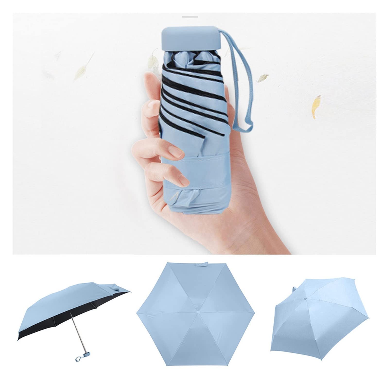 AJEYPMZ UV Protection Folding Umbrella - Compact Travel Umbrella for Rain & Sun, Portable Pocket-Sized Sunshade Parasol with Auto Open/Close, Lightweight Windproof Design (Sky Blue) - Perfect for Commuting, Travel, Beach & Outdoor Activities