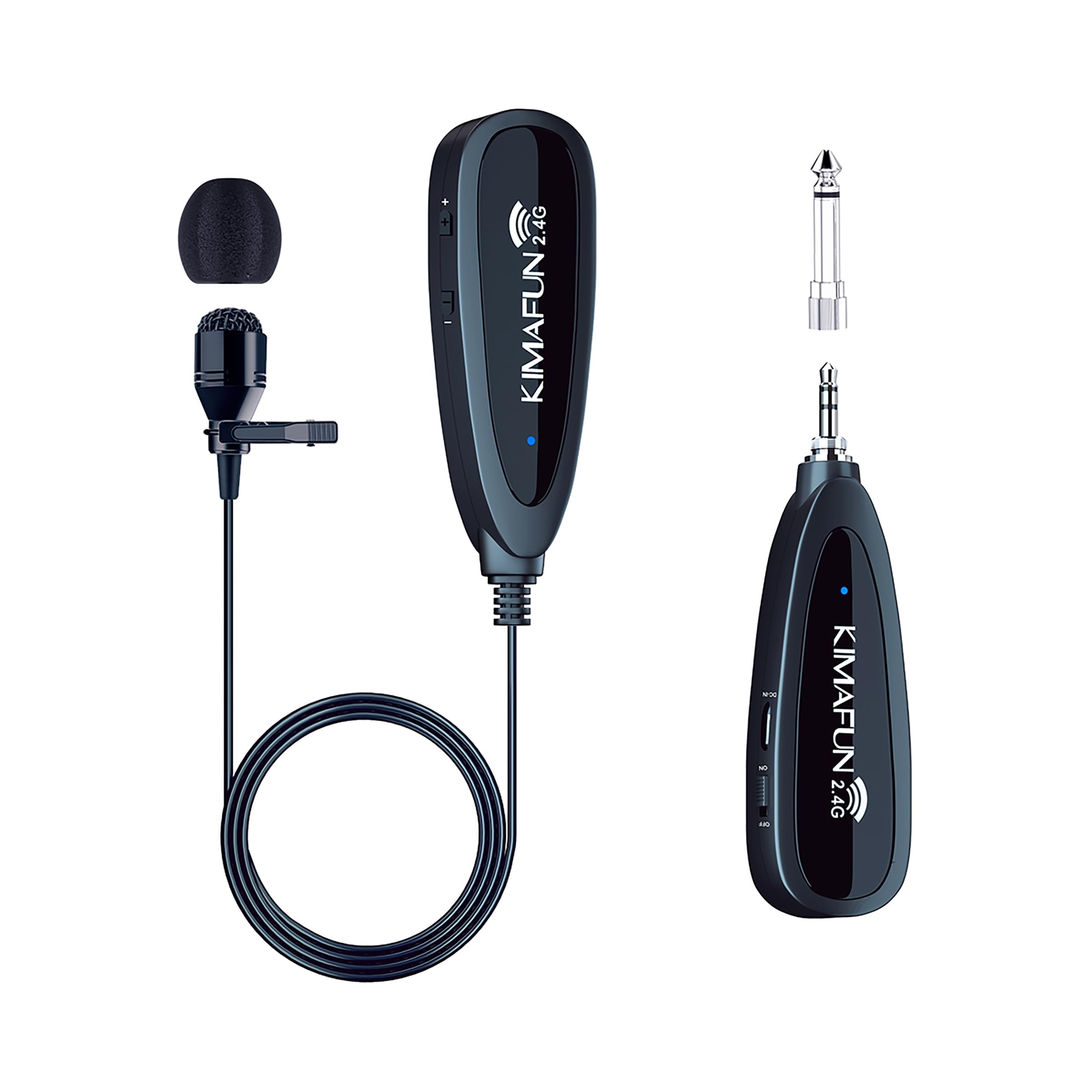 KIMAFUN 2.4G Wireless Lavalier Microphone System with 3.5mm Receiver - Compatible with PC, Laptop, iPhone, DSLR Camera & PA Speaker - Ideal for YouTube Videos, Podcasting, Vlogging, Interviews & Professional Recording - Perfect for Content Creators, Streamers & Public Speakers