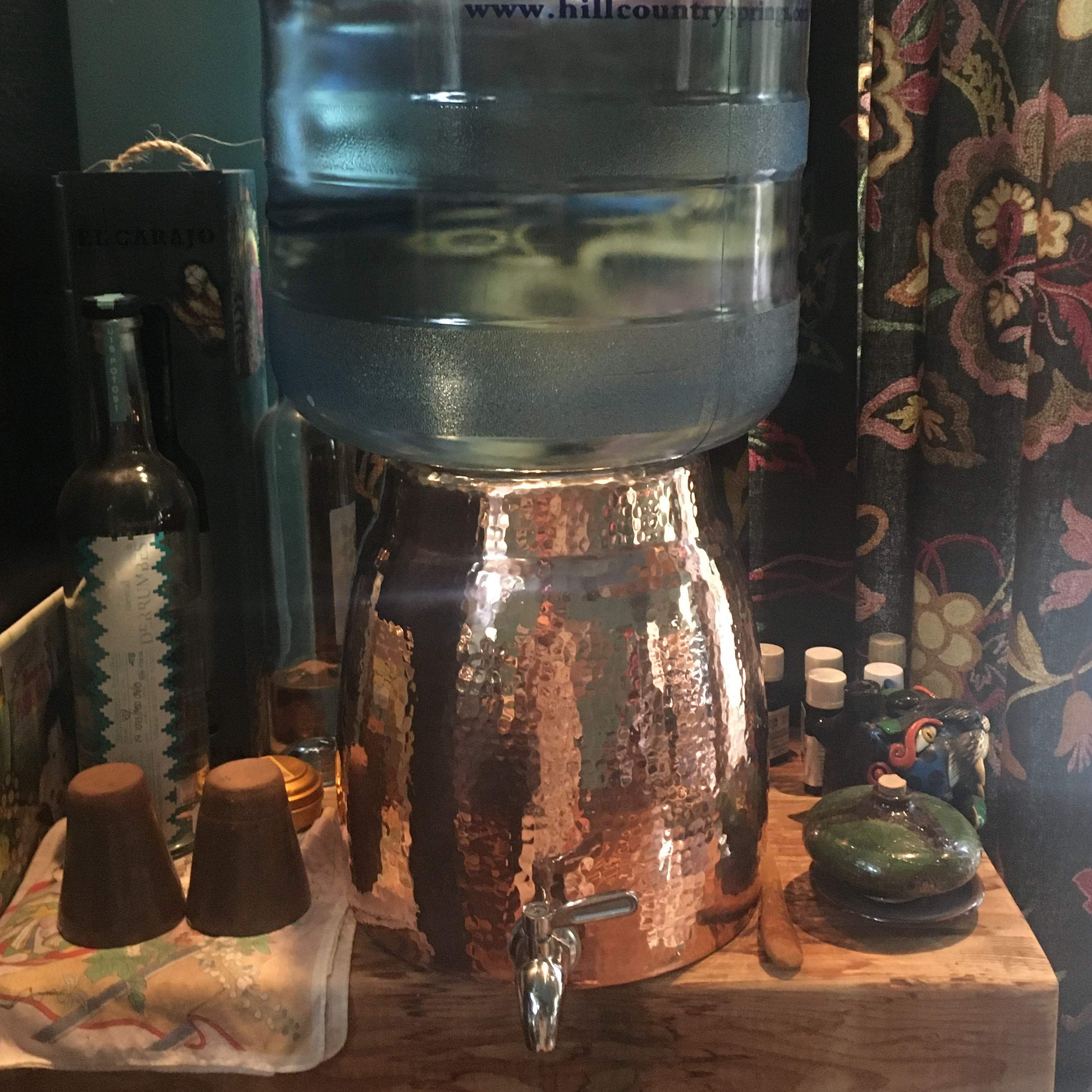 Premium Sertodo Copper Niagara Water Dispenser - 100% Pure Hand-Hammered Heavy Gauge Copper - 2+ Gallon Capacity for 2-5 Gallon Jugs - Includes Stainless Steel Spigot & Lid - Perfect for Home, Office & Outdoor Use