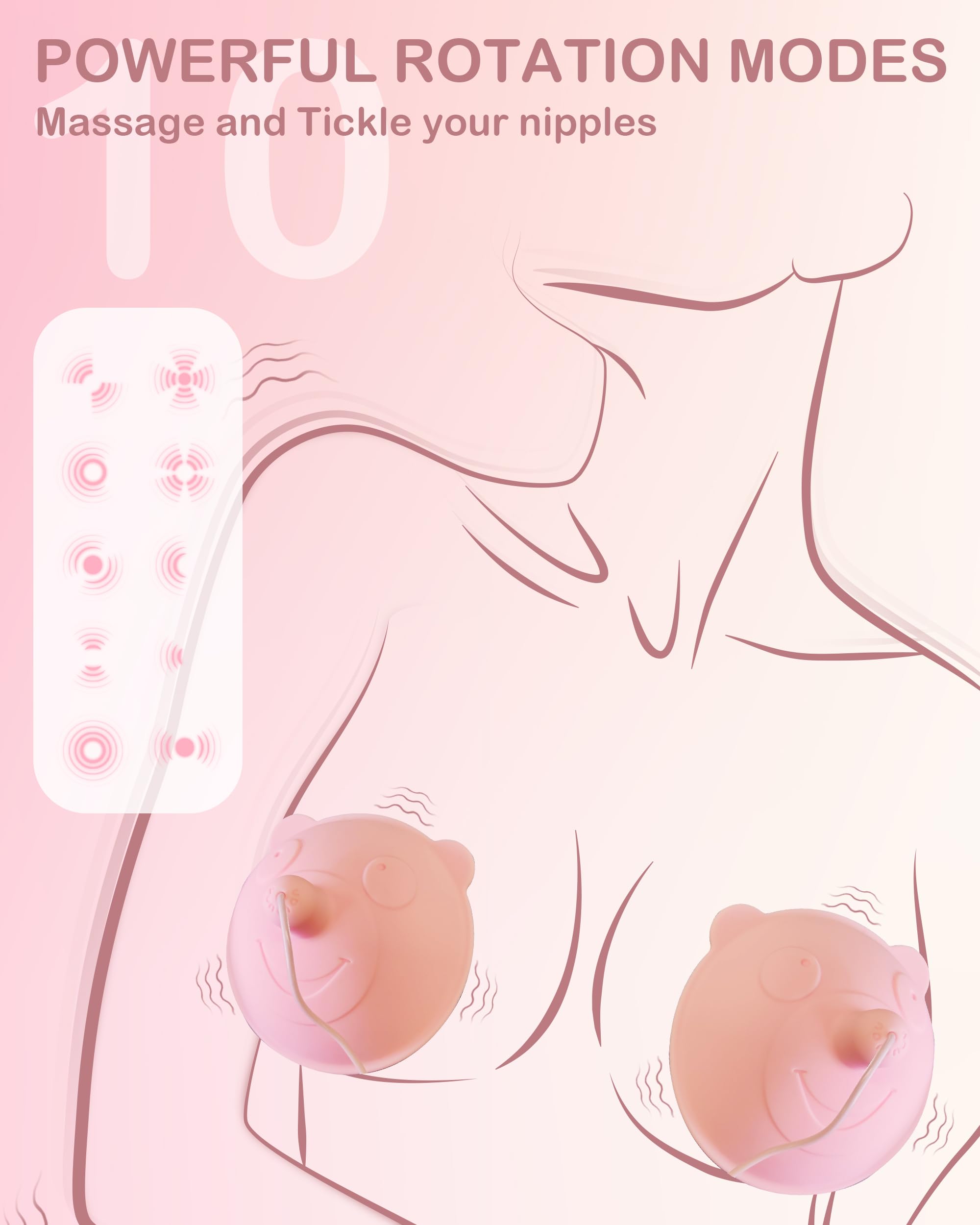 Rechargeable Pink Vibrating Nipple Massager & Sucking Stimulator for Women - 10 Brush Heads & Powerful Vibration Modes - Adult Sex Toy for Couples Play, Solo Pleasure & Sensual Exploration
