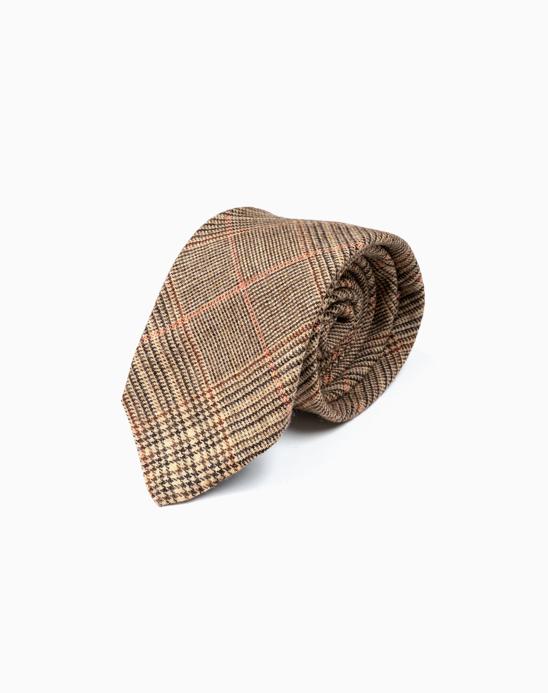 Brown & Cream Glen Plaid Silk Tie for Men - Classic Business & Formal Wear - Perfect for Weddings, Office & Special Occasions