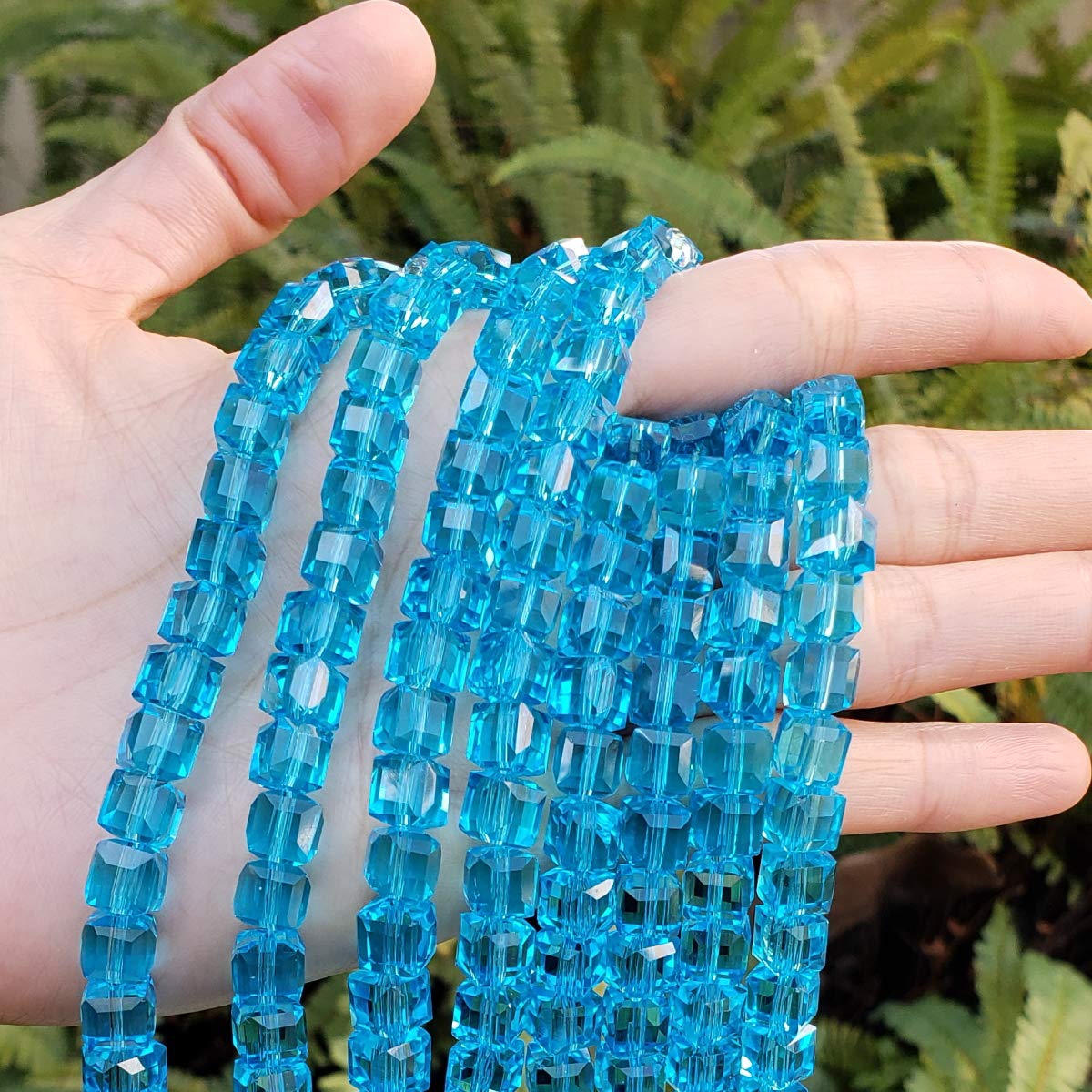 Czech Glass Beads 8mm (0.31 Inch) Aqua Blue Faceted Cube Spacer Beads - 190-196pcs Bulk for DIY Jewelry Making, Bracelets, Necklaces & Craft Projects - Premium Quality Loose Beads for Jewelry Designers & Crafters