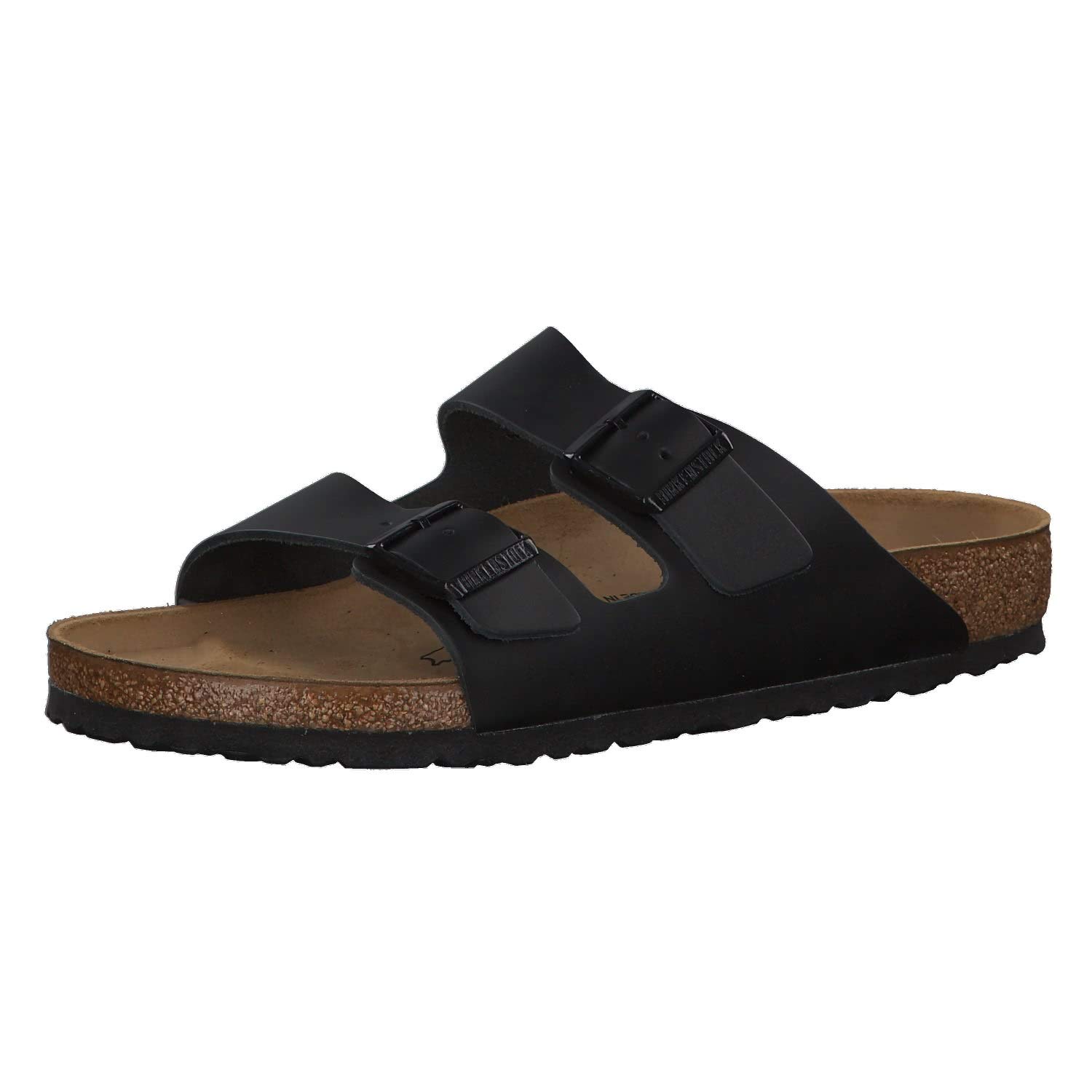 Birkenstock Arizona Soft Footbed Sandals for Men - Black Leather - Size 50 EU (US M) | Comfortable Slip-On Clogs for Casual Wear, Home & Outdoor Use