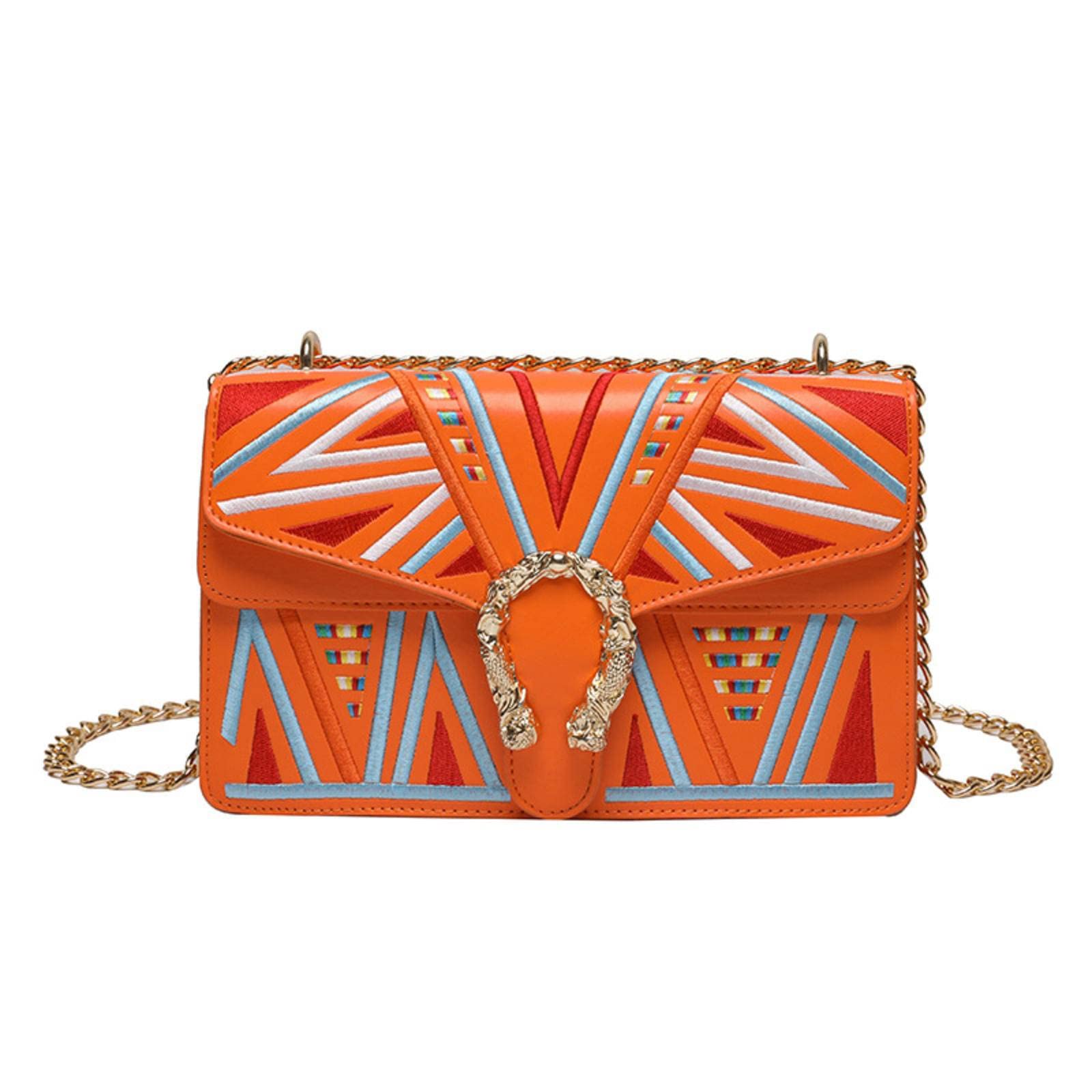 Stylish Women's Crossbody Bag - Lightweight Adjustable Shoulder Purse with Metallic Belt & Embroidered Design | Perfect for Daily Use, Travel, Shopping & Casual Outings