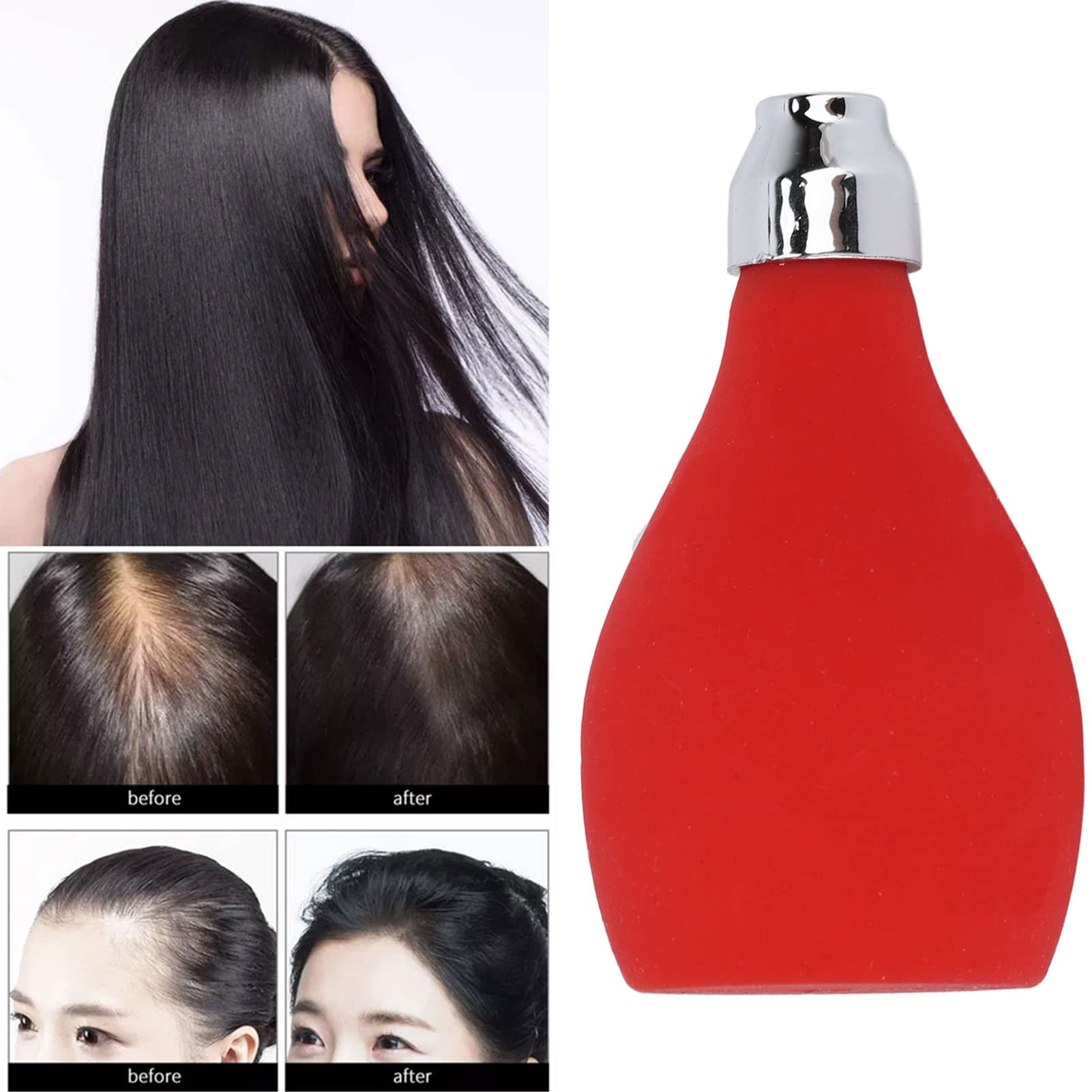 Fyearfly Professional Barber Powder Spray Bottle - Empty Silicone Squeeze Bottle for Talcum, Prickly Heat & Hair Styling Powder - Perfect for Home Hair Salon & Barber Shops (Red) - Ideal for Hairstyling, Baby Care & Summer Heat Rash Prevention