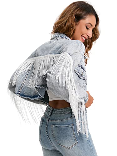 Acid Blue Washed Cropped Jacket