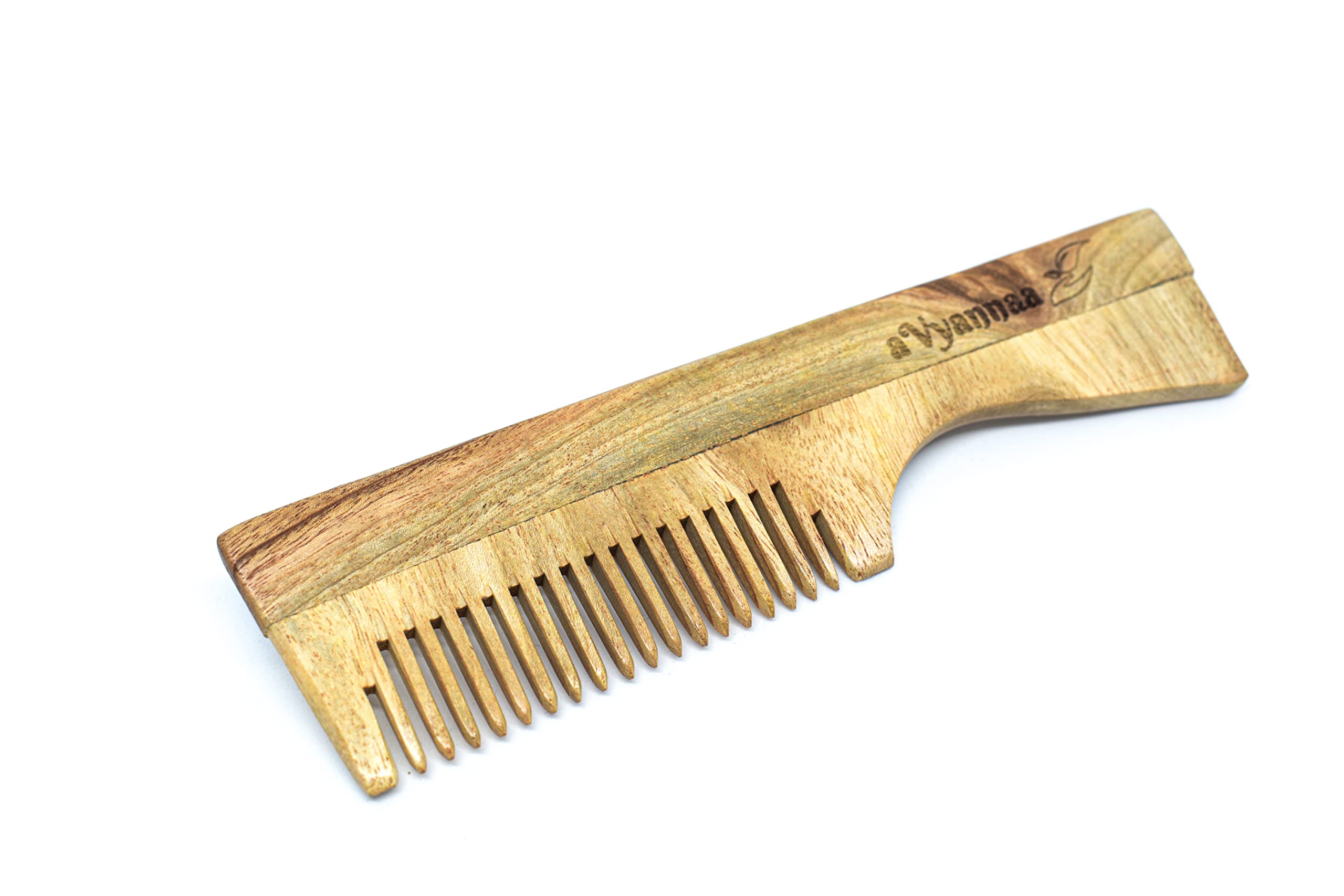 aVyannaa Kachi Neem Wooden Comb for Women & Men - Natural Hair Growth Comb for Dandruff Control & Scalp Care with Ergonomic Handle - Perfect for Daily Hair Care Routine & Ayurvedic Scalp Massage