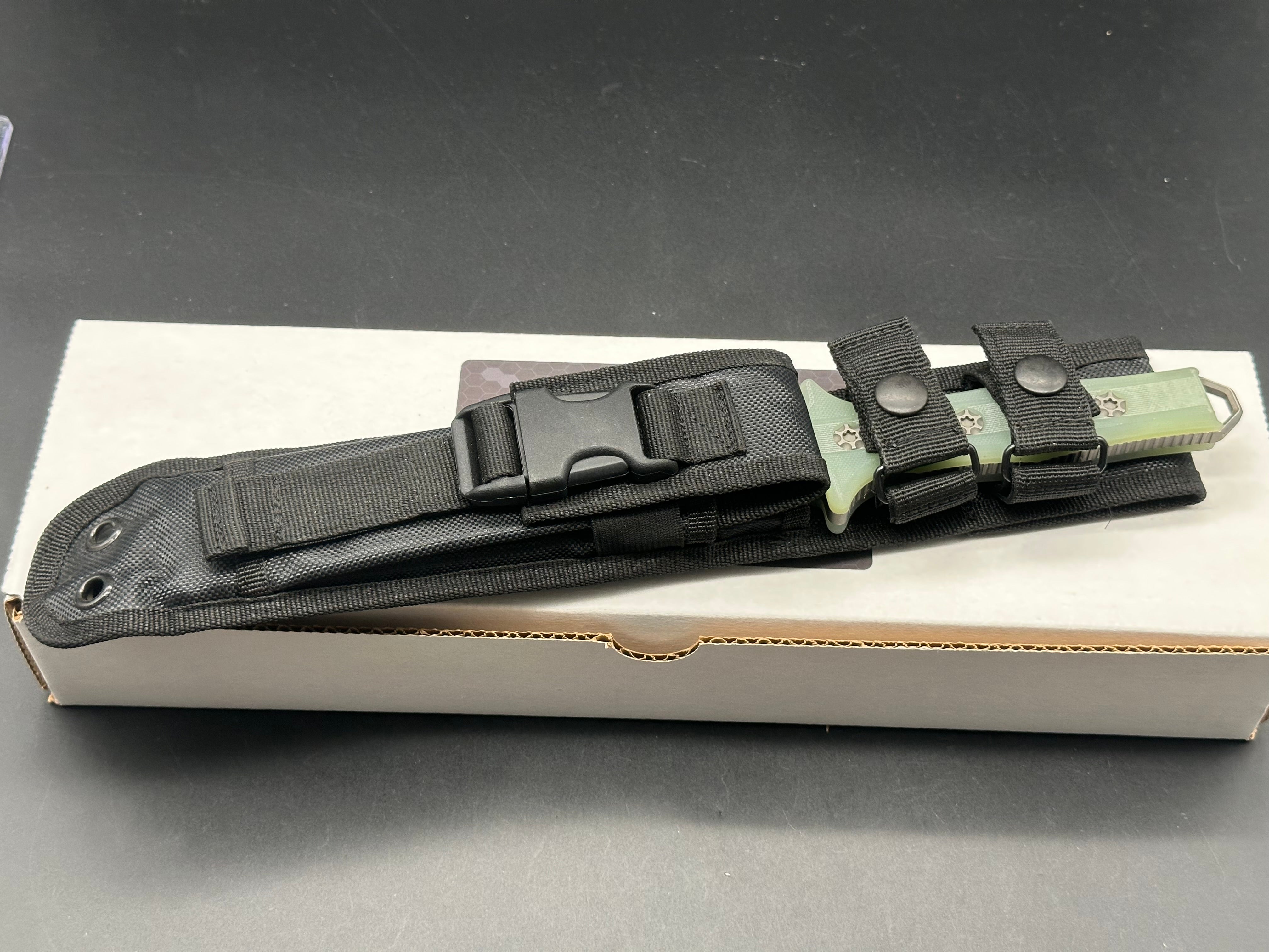 Heretic Knives Nephilim Fixed Blade Knife - Premium Natural Jade G10 Handle - Tactical Survival, Outdoor Camping & Hunting EDC Tool