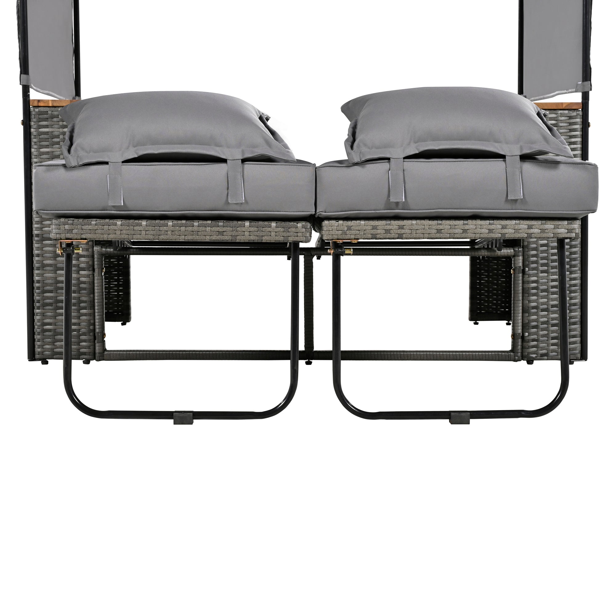 2-Piece Outdoor Rattan Daybed with 5 Adjustable Positions - Patio Loveseat Sofa Set for Poolside, Garden, or Backyard Relaxation