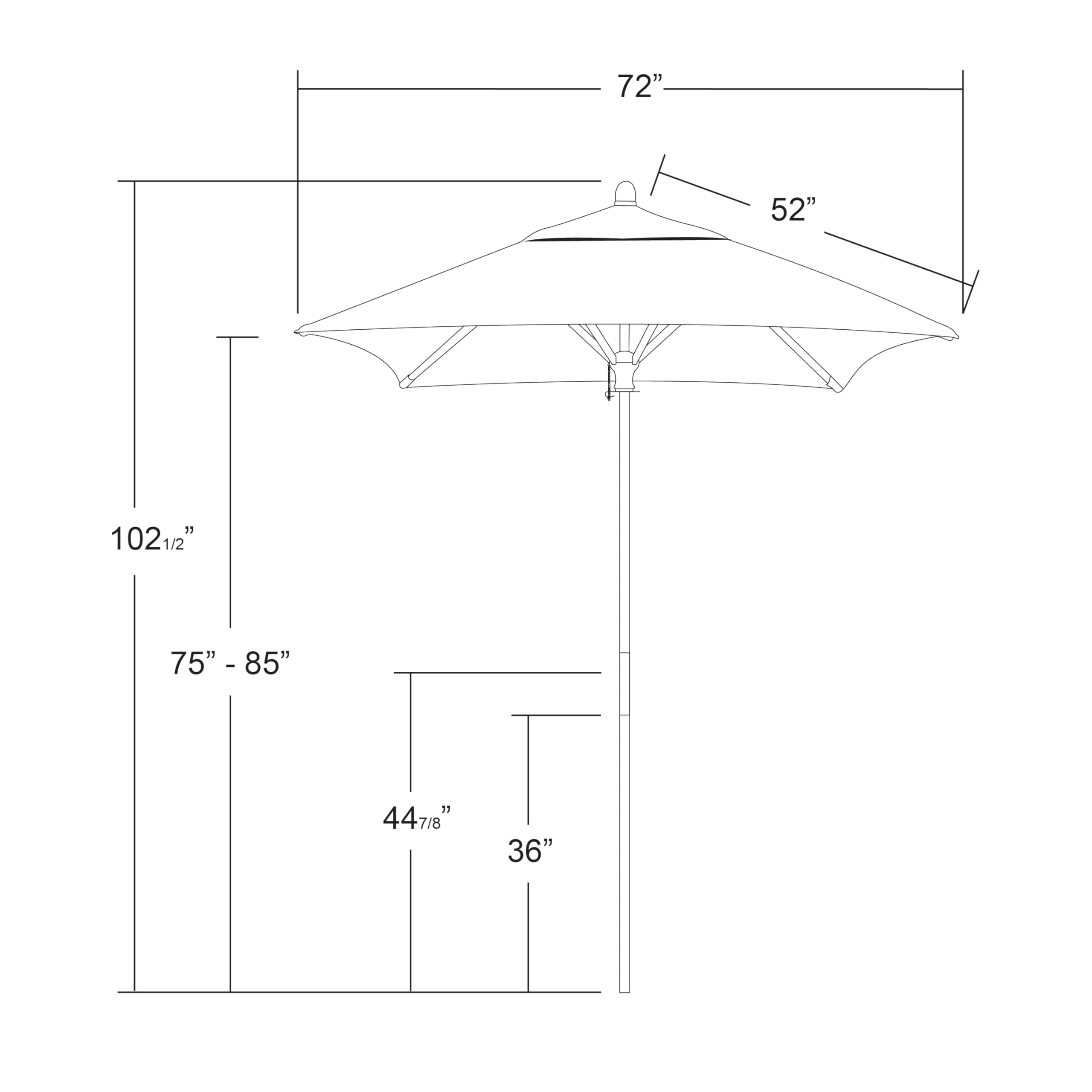 California Umbrella 6' Square Wooden Market Umbrella with Push Open Pin Stop - Sunbrella Macaw Fabric - Perfect for Patio, Garden, and Outdoor Dining Areas