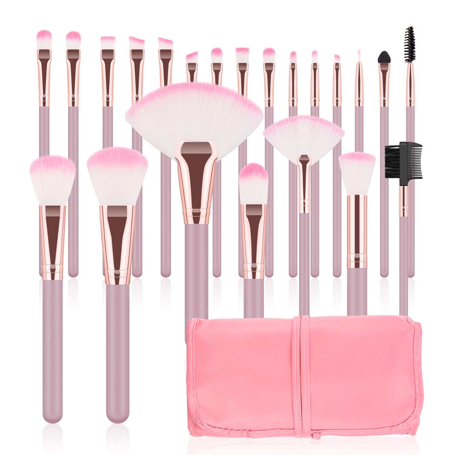 22 Piece Professional Makeup Brush Set - Pink Cosmetic Brushes Kit with Foundation & Eyeshadow Brushes + Storage Bag | Perfect for Girls, Makeup Beginners & Professionals | Ideal for Daily Makeup, Travel & Gift Giving