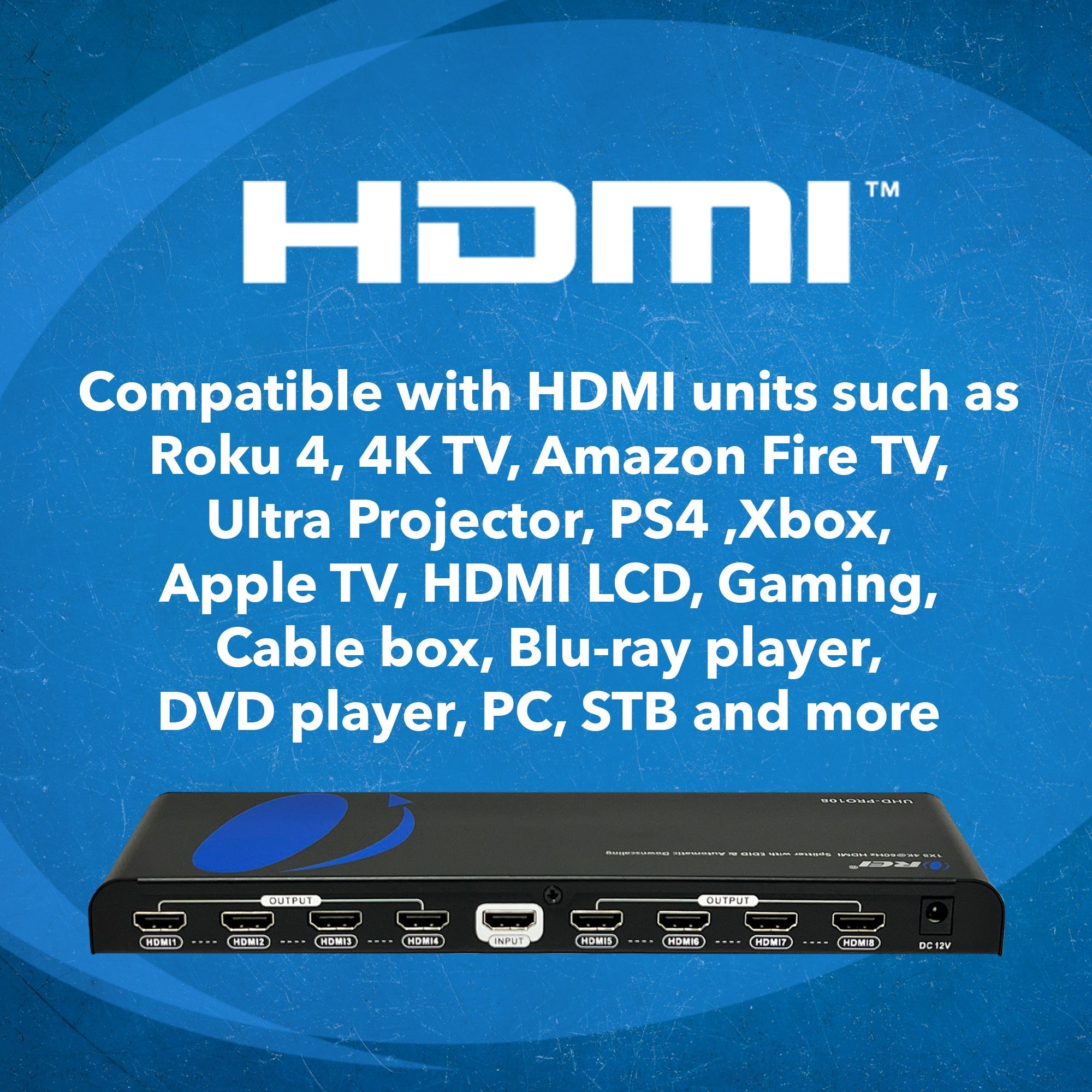 1x8 HDMI Splitter 4K 60Hz 1 Input 8 Outputs - Ultra HD 4K@60Hz, Auto Downscaling, EDID Management - Perfect for Home Theater, Gaming, and Multi-Screen Presentations (UHD PRO108)